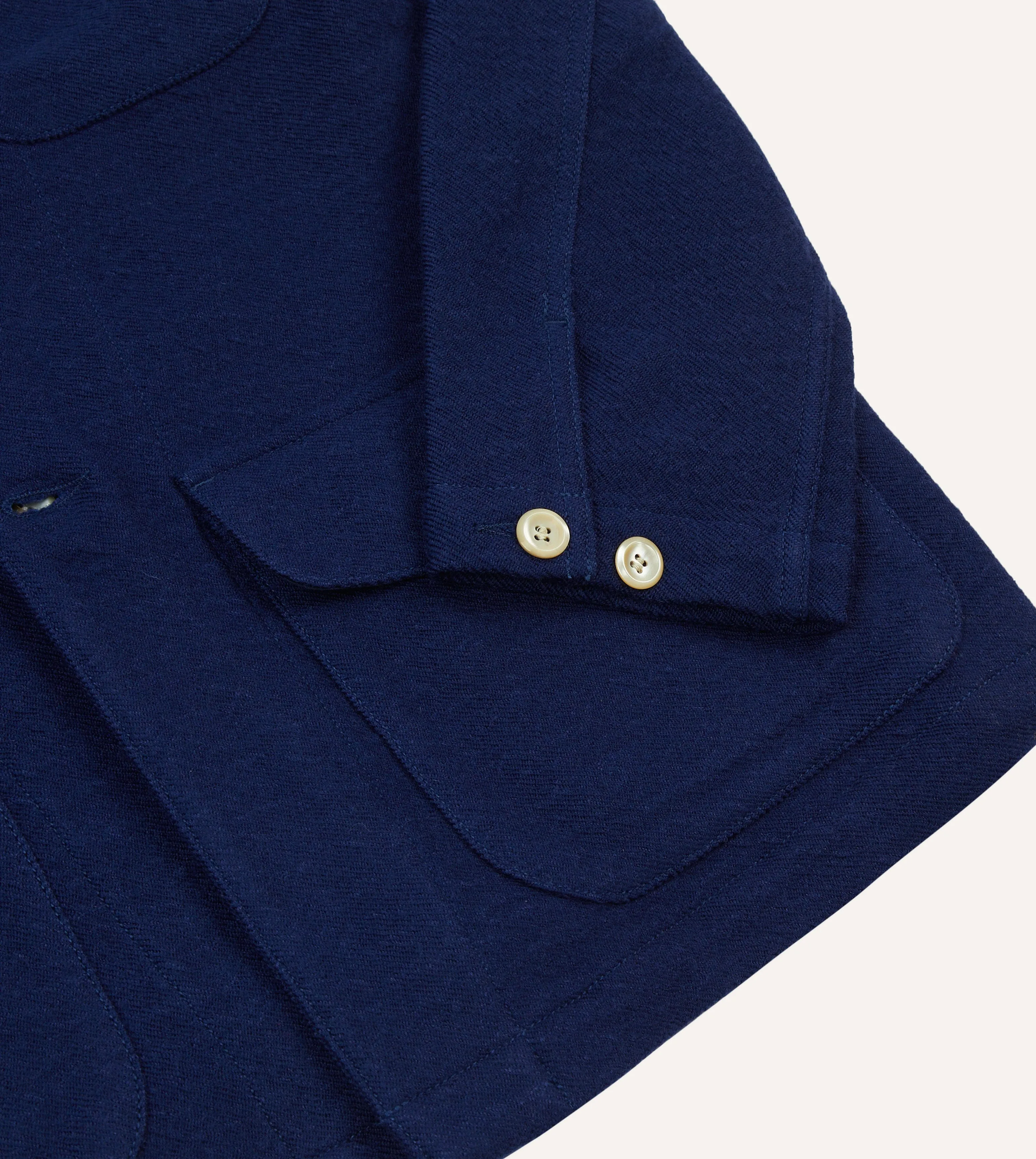 Blue Wool-Linen Three-Pocket Chore Jacket