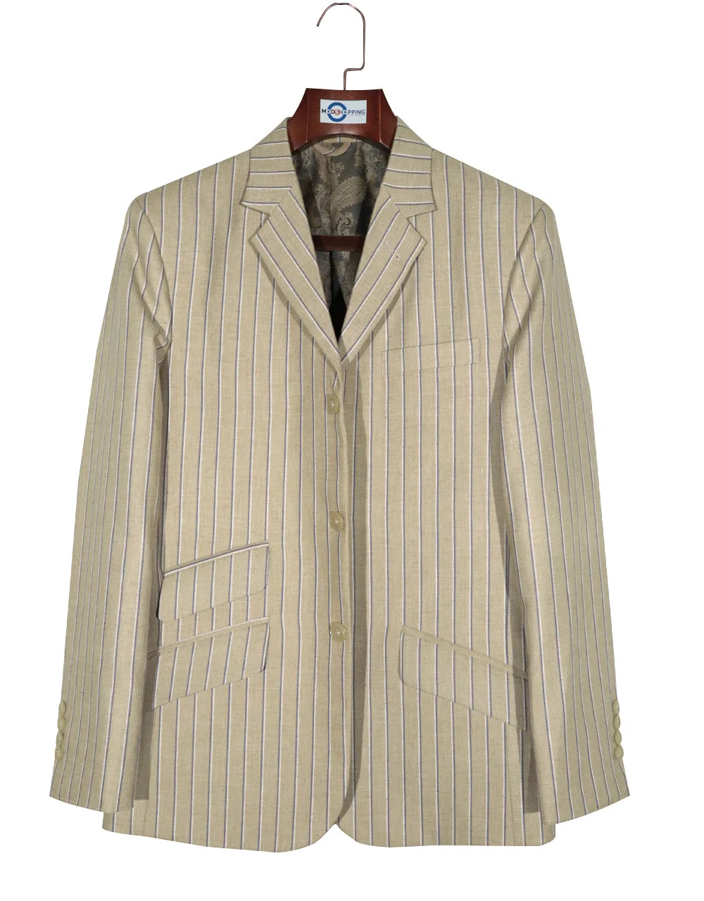 Boating Blazer - Khaki and Blue Striped Blazer