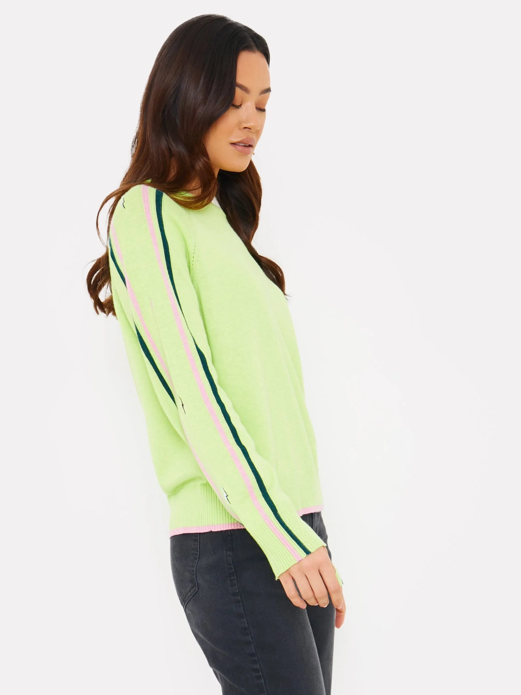 Bolt Sleeve Detail Crew Neck