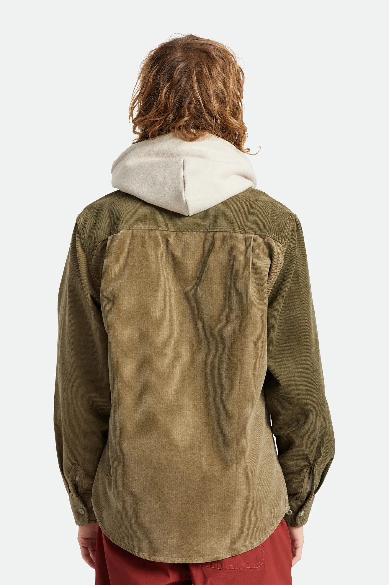 Bowery Corduroy L/S Flannel - Military Olive/Mermaid