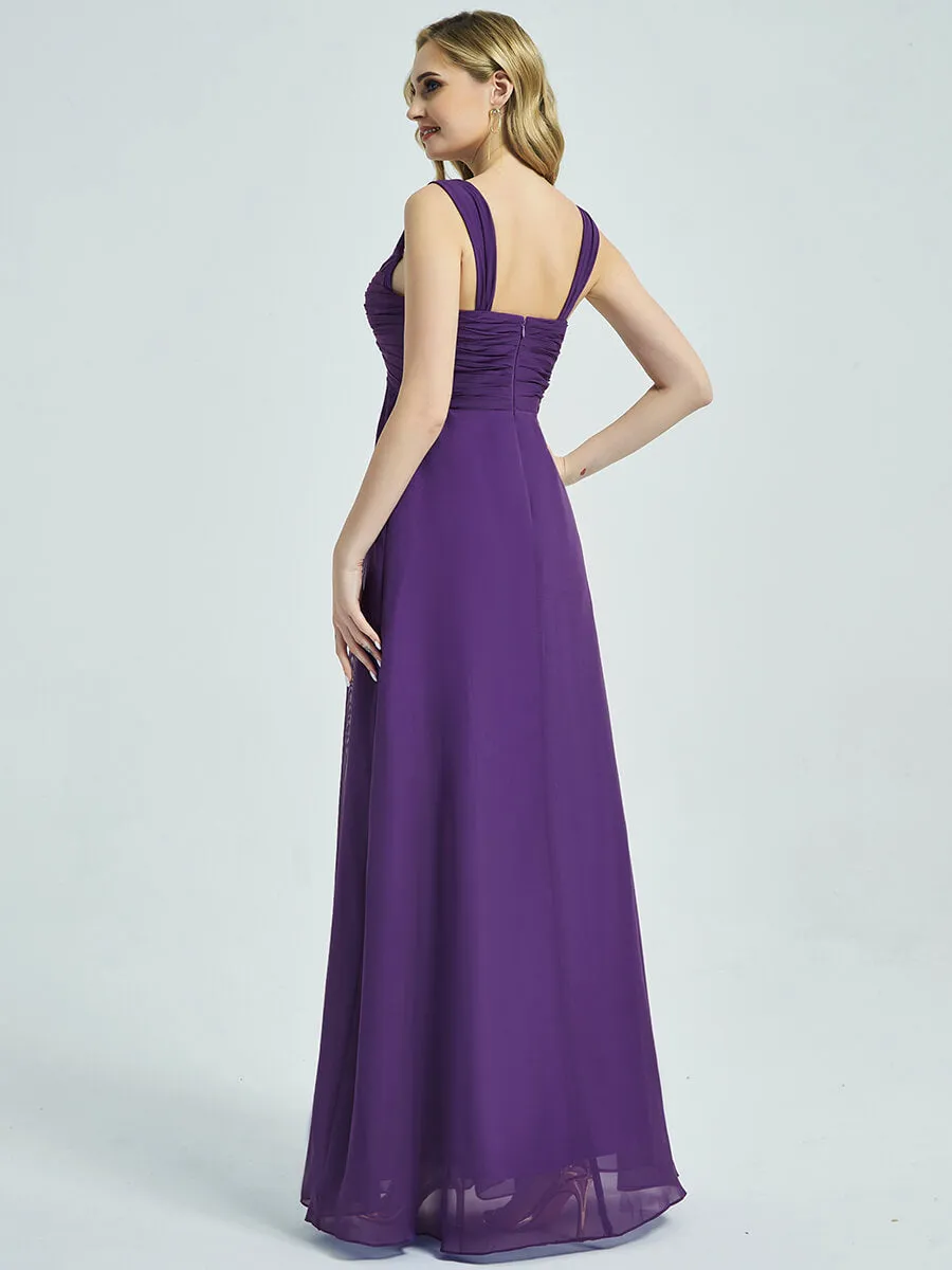 Burgundy Sweetheart Straps A-Line Maxi Chiffon Bridesmaid Dresses