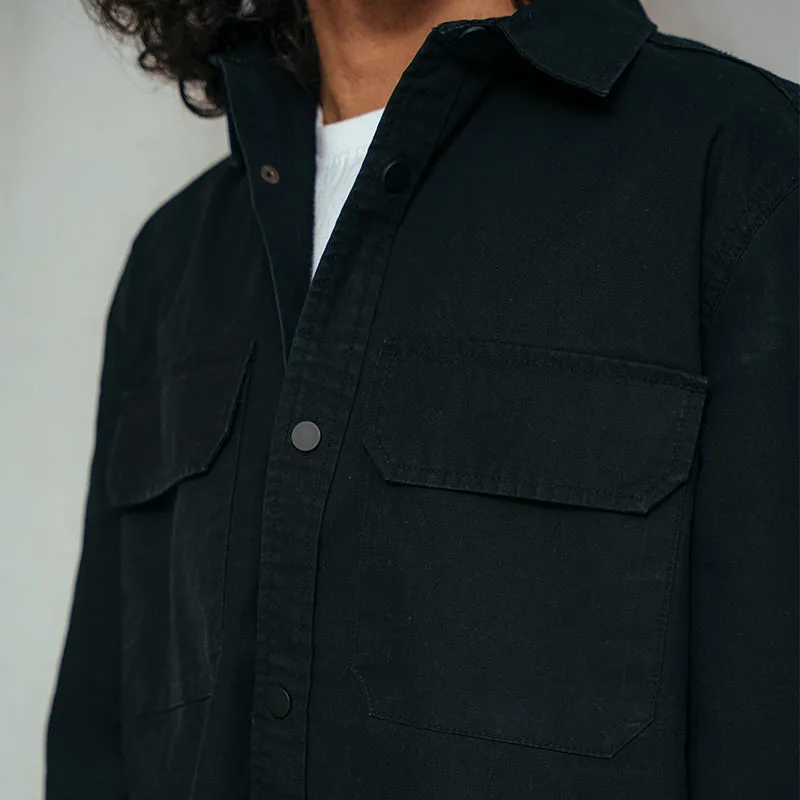 Button Down Over Shirt - Black