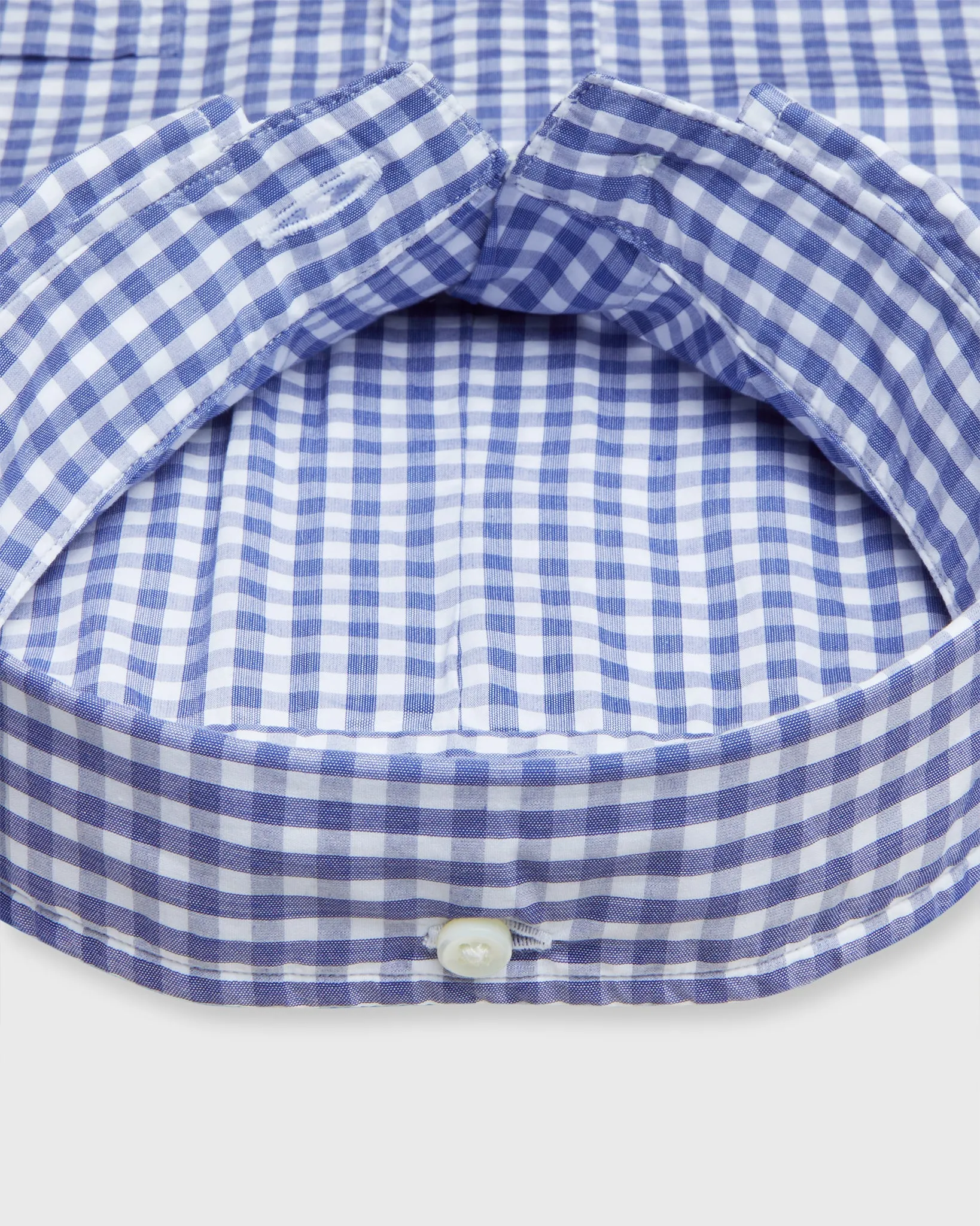 Button-Down Sport Shirt in Blue Gingham Poplin