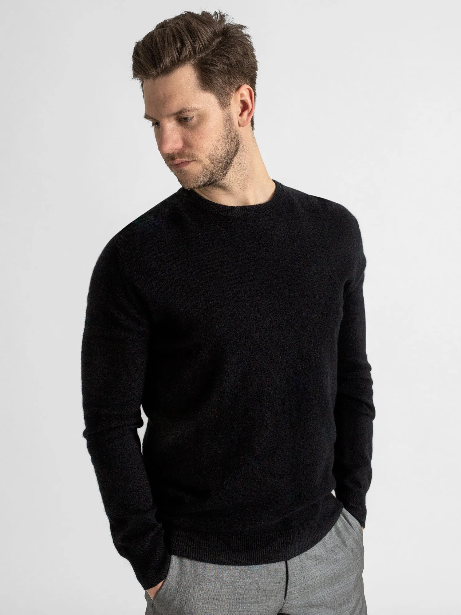 Cashmere sweater men "O-neck" - black