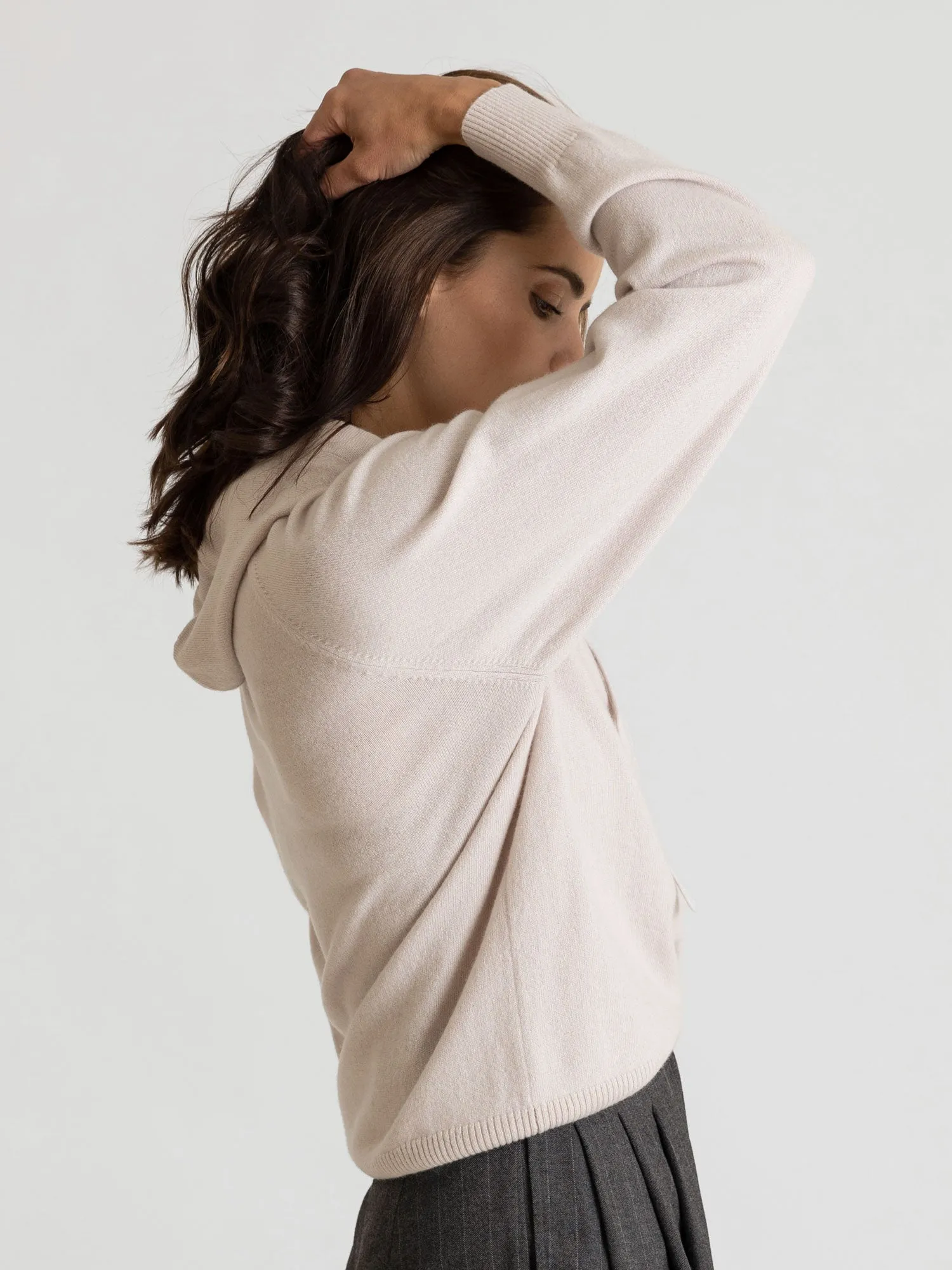 Cashmere sweater "Lux Hoodie" - pearl