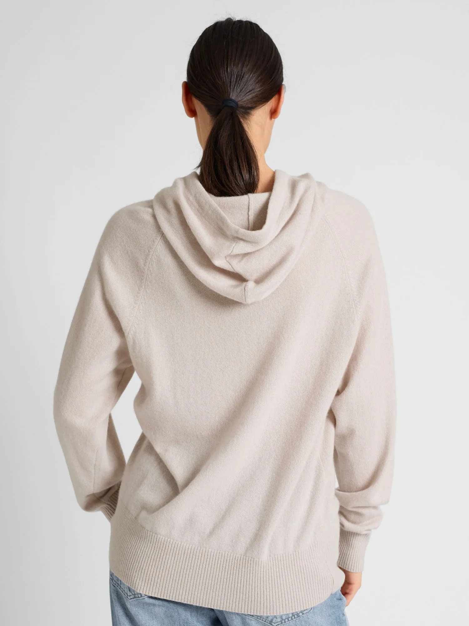 Cashmere sweater "Lux Hoodie" - pearl