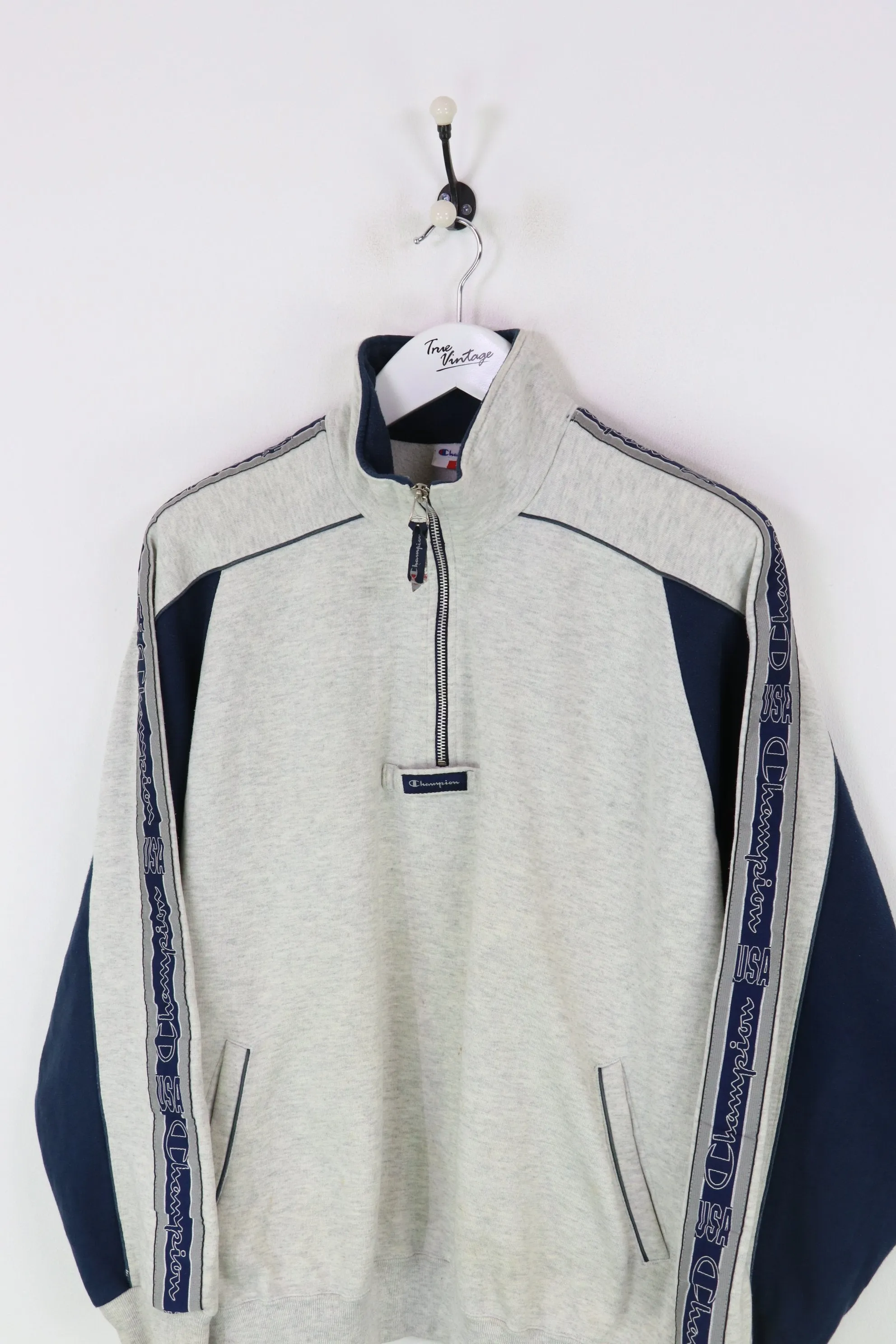 Champion 1/4 Zip Sweatshirt Grey/Navy XL