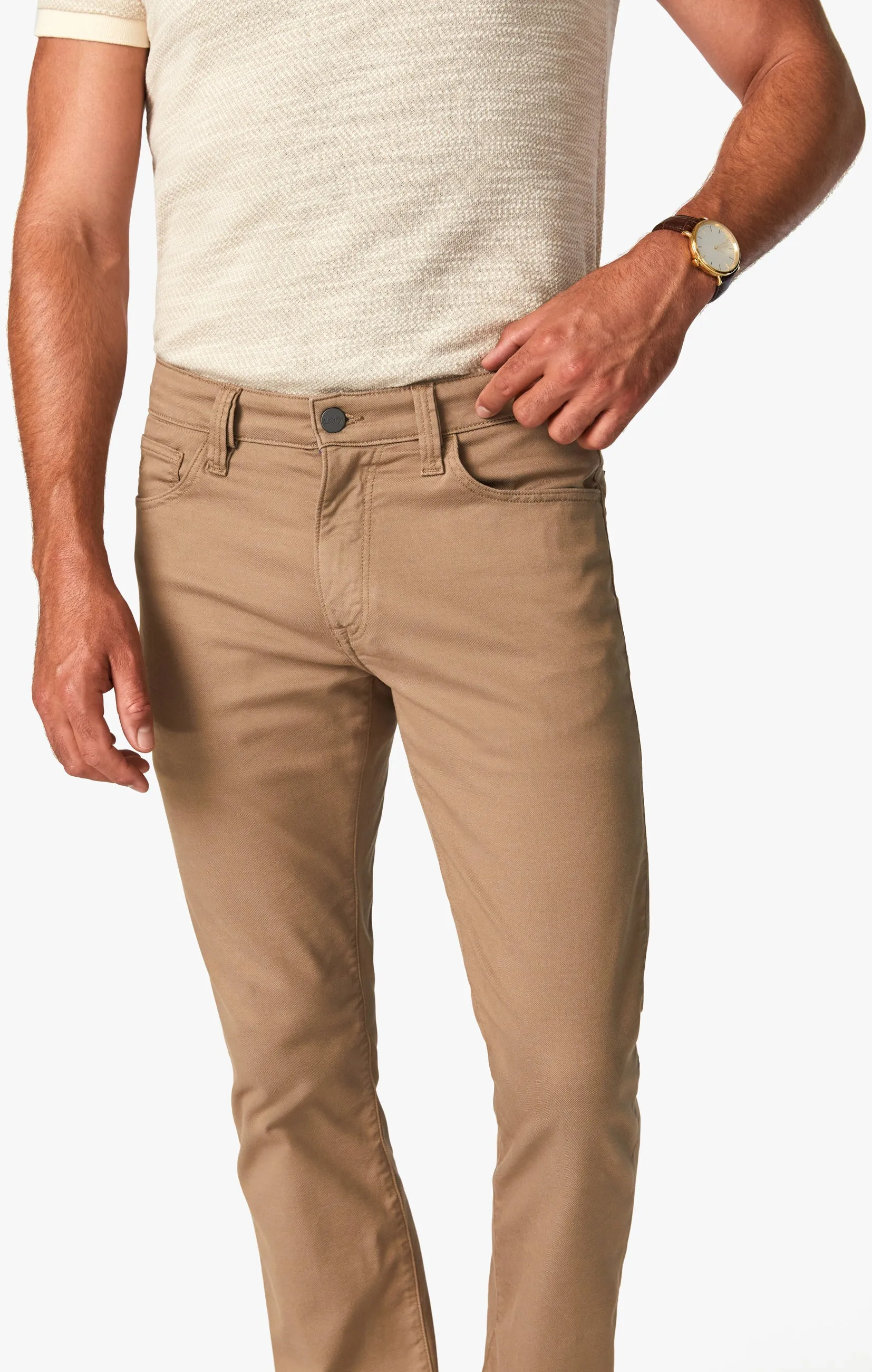 Charisma Relaxed Straight Pants In Khaki Summer Coolmax