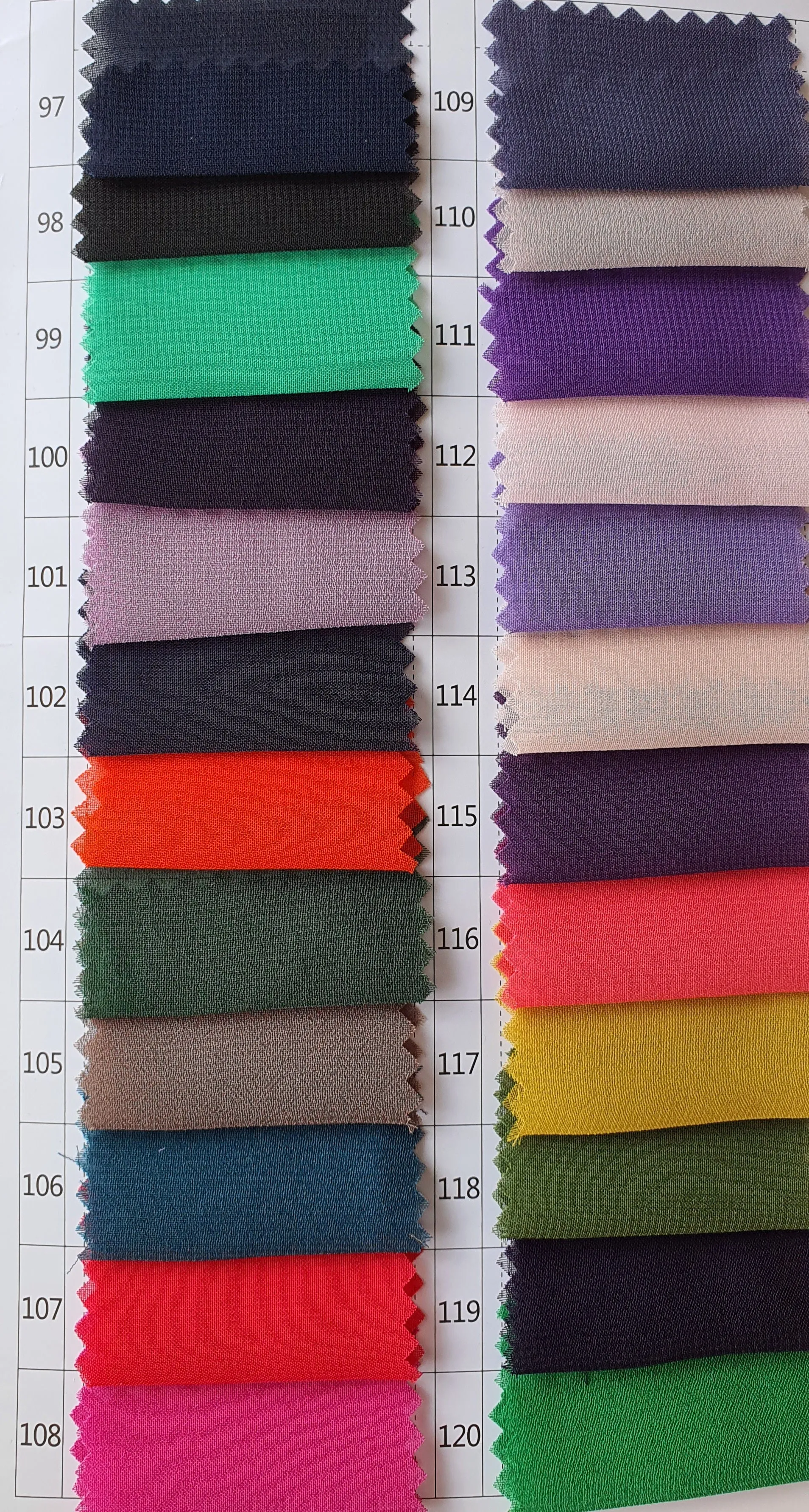 Chiffon Colour Chart