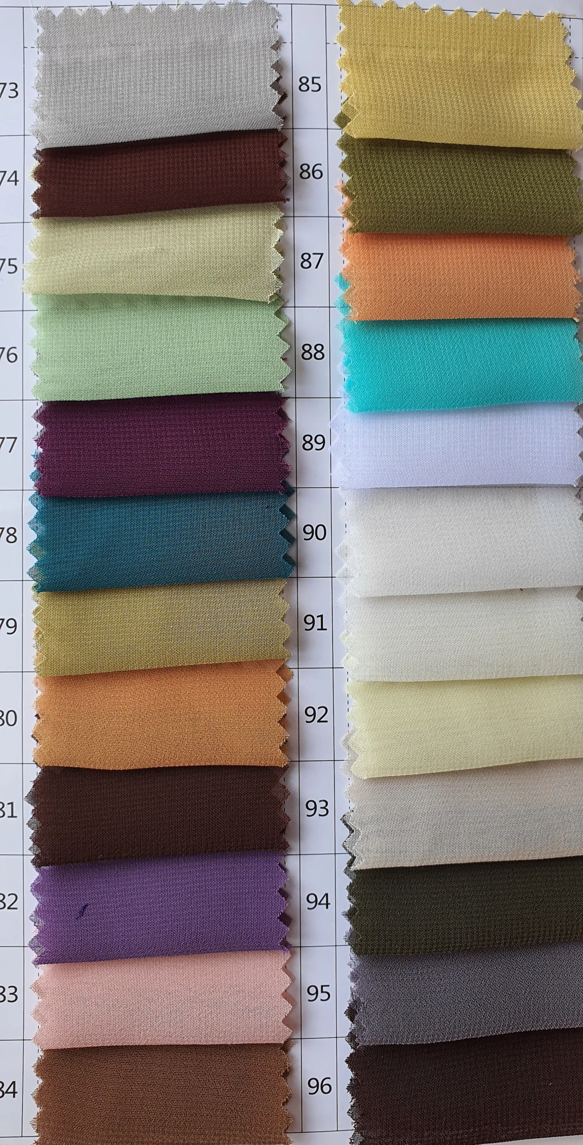 Chiffon Colour Chart