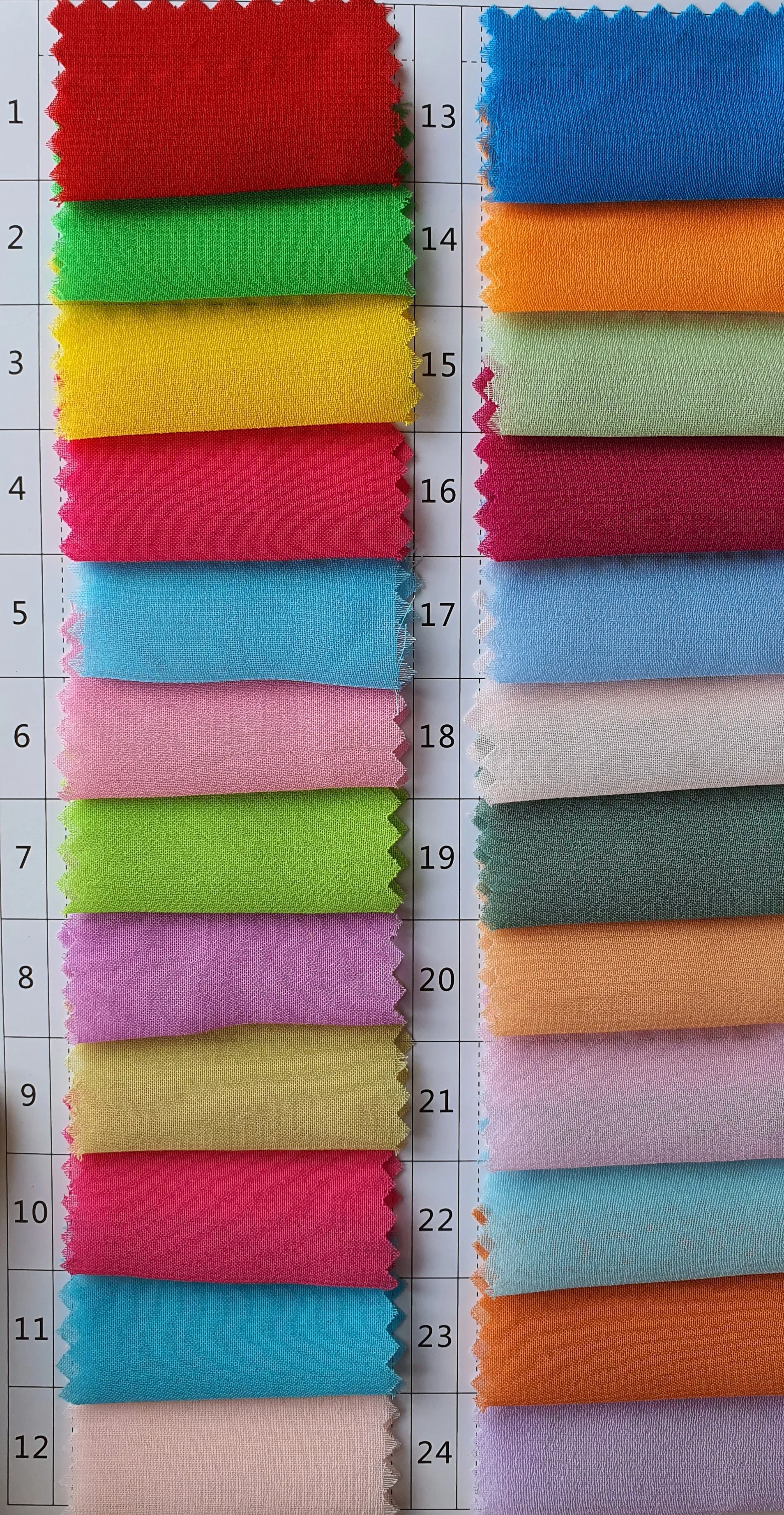 Chiffon Colour Chart