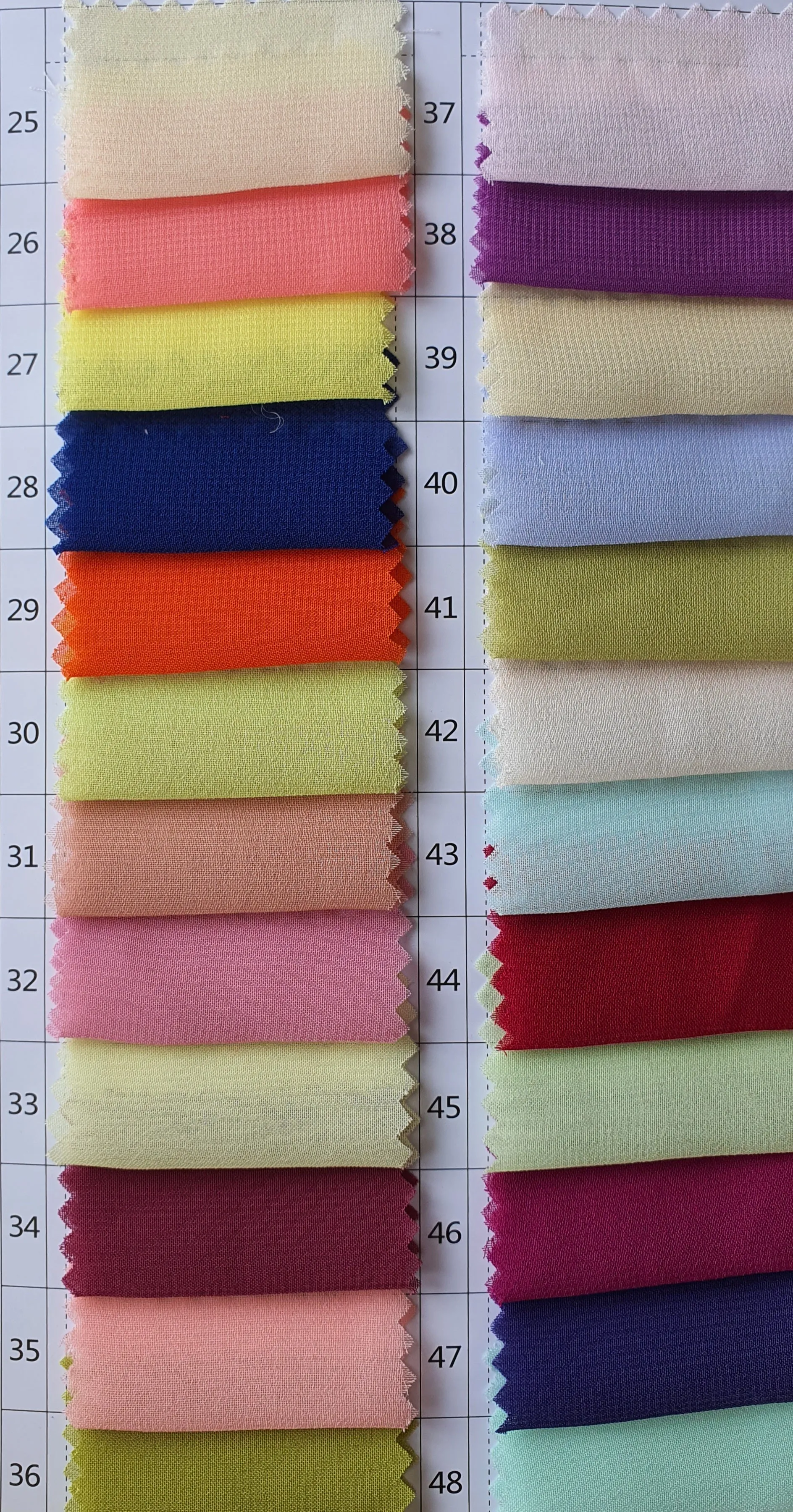 Chiffon Colour Chart