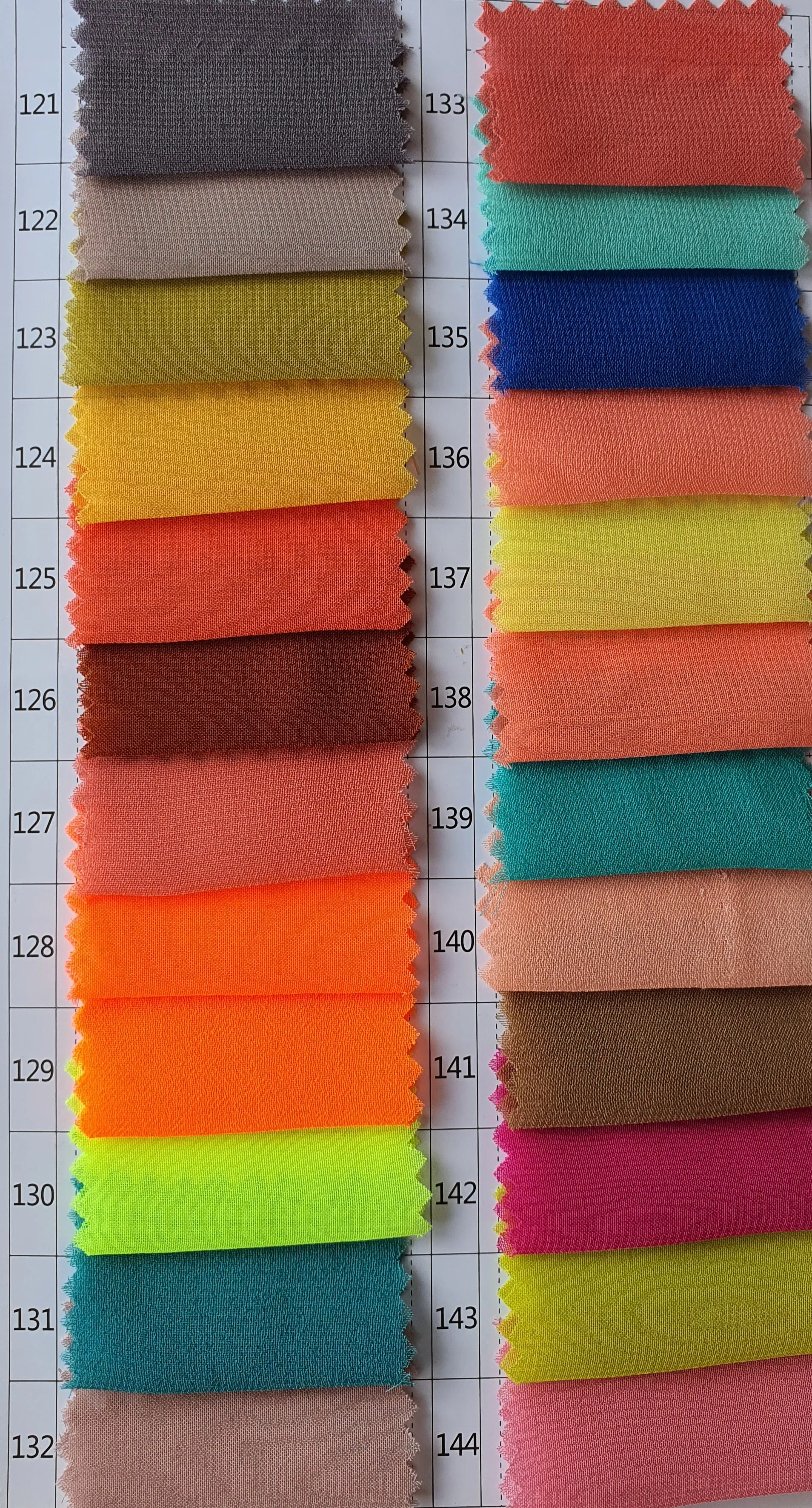 Chiffon Colour Chart