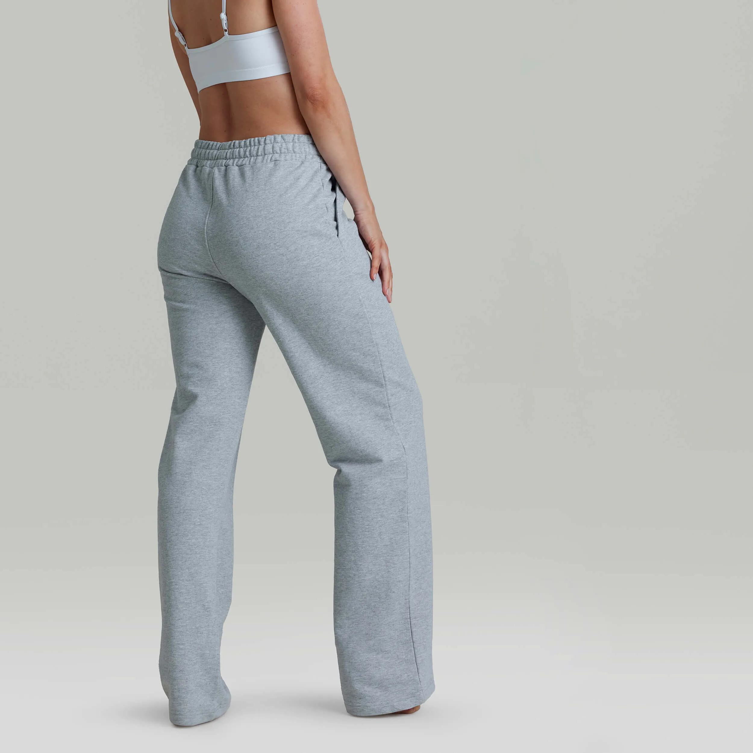 CLQ Wide Leg Trackies Grey Marle