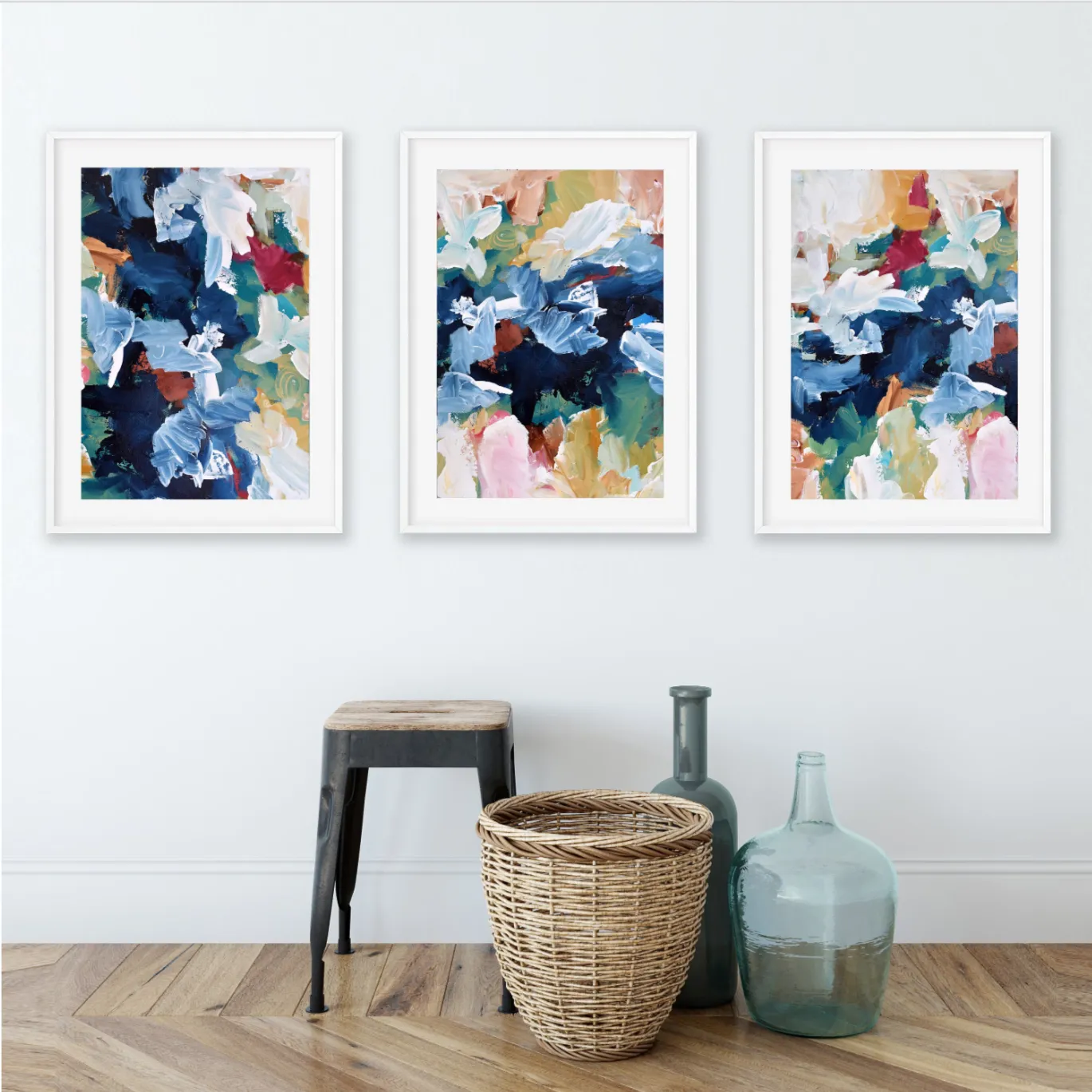 Colourful Abstract Floral - Print Set Of 3