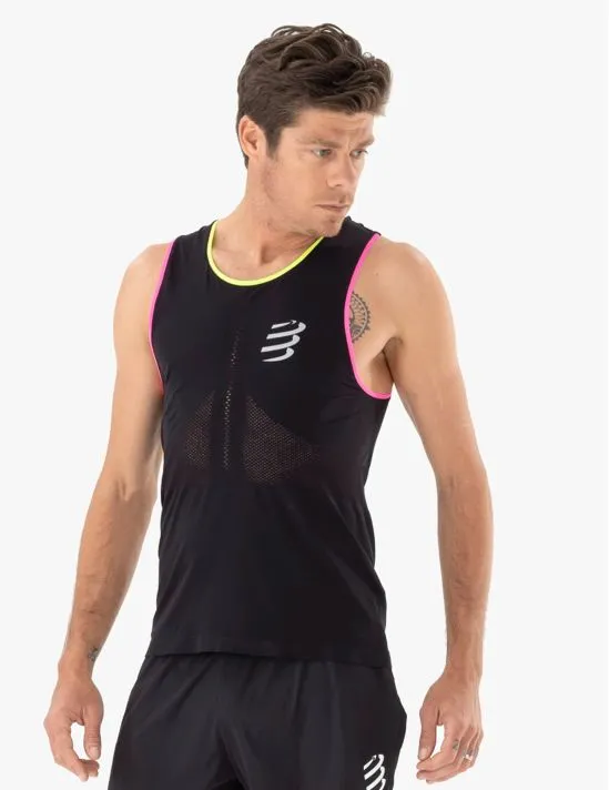 Compressport Men's Pro Racing Singlet - Black/Safe Yellow