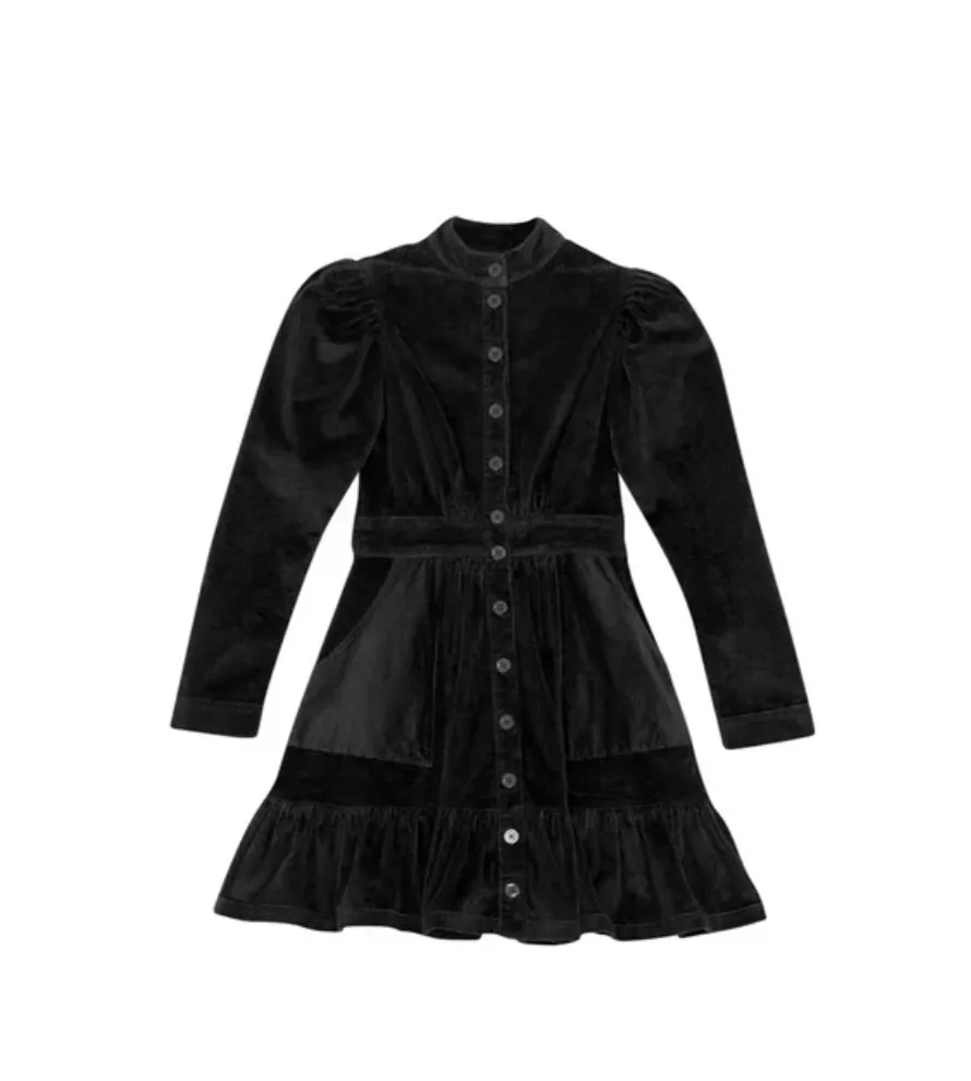 Corduroy Mini Dress - Black