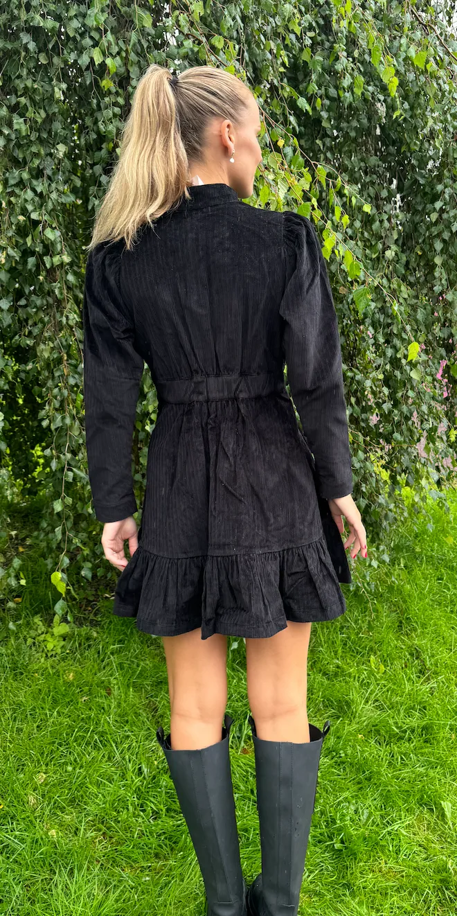 Corduroy Mini Dress - Black