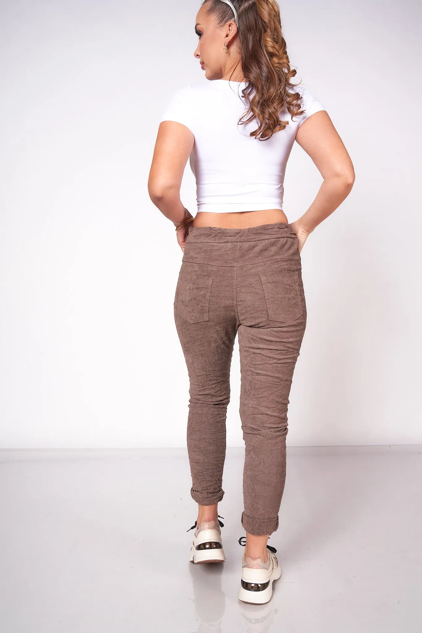 Corduroy Rhinestone Detail Jogger Pants