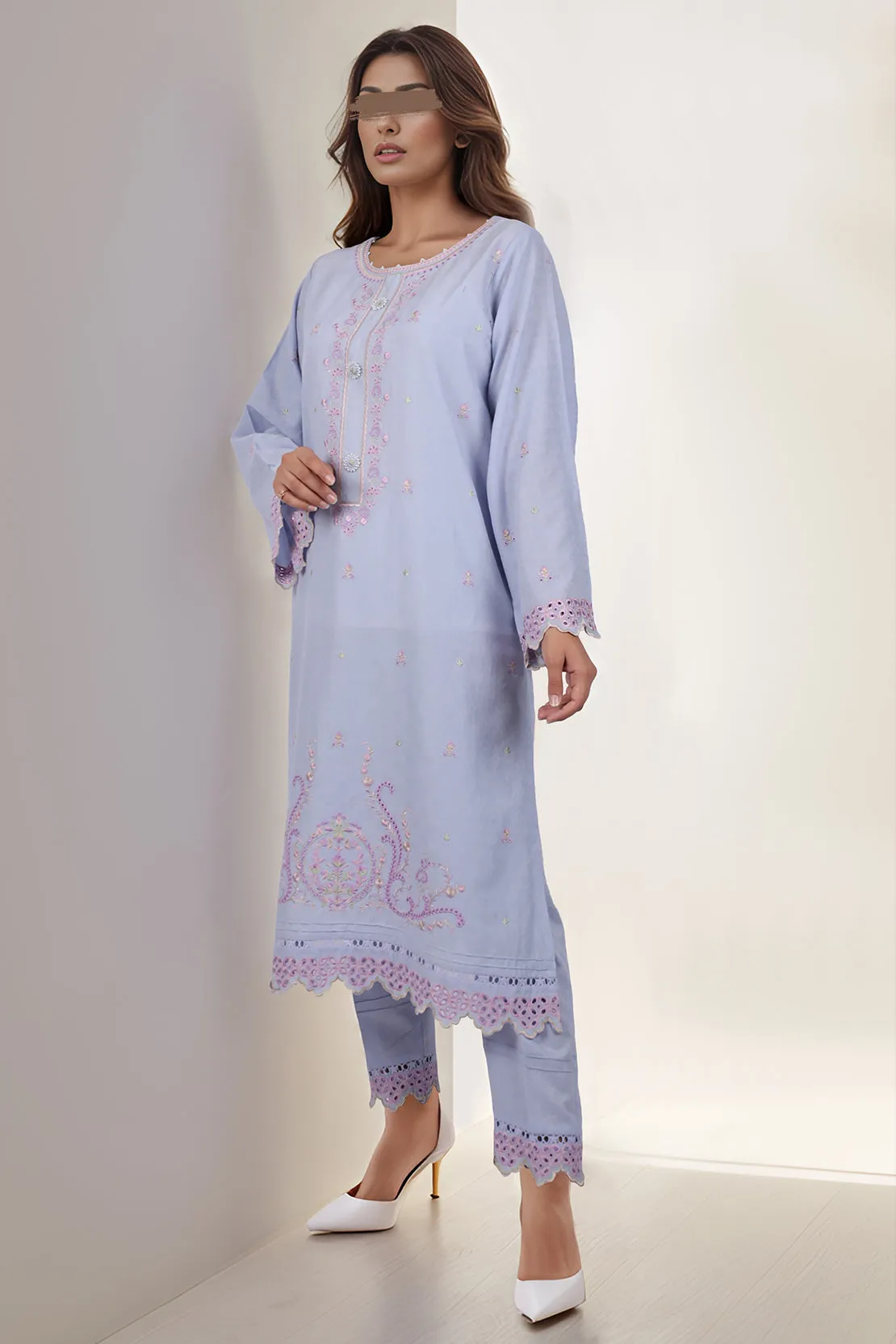 Cotton Jacquard Embroidered Stitched 2 Piece (Shirt/Trouser)