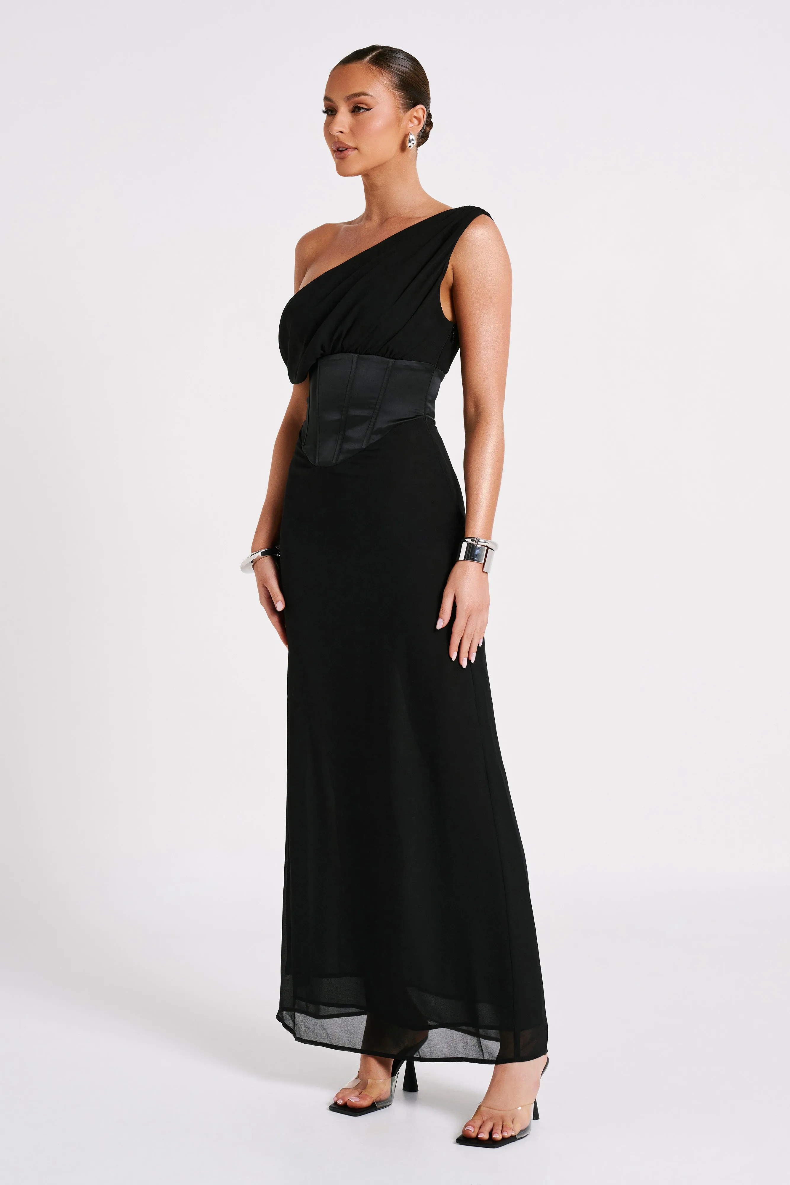 Courtney Chiffon Maxi Dress - Black