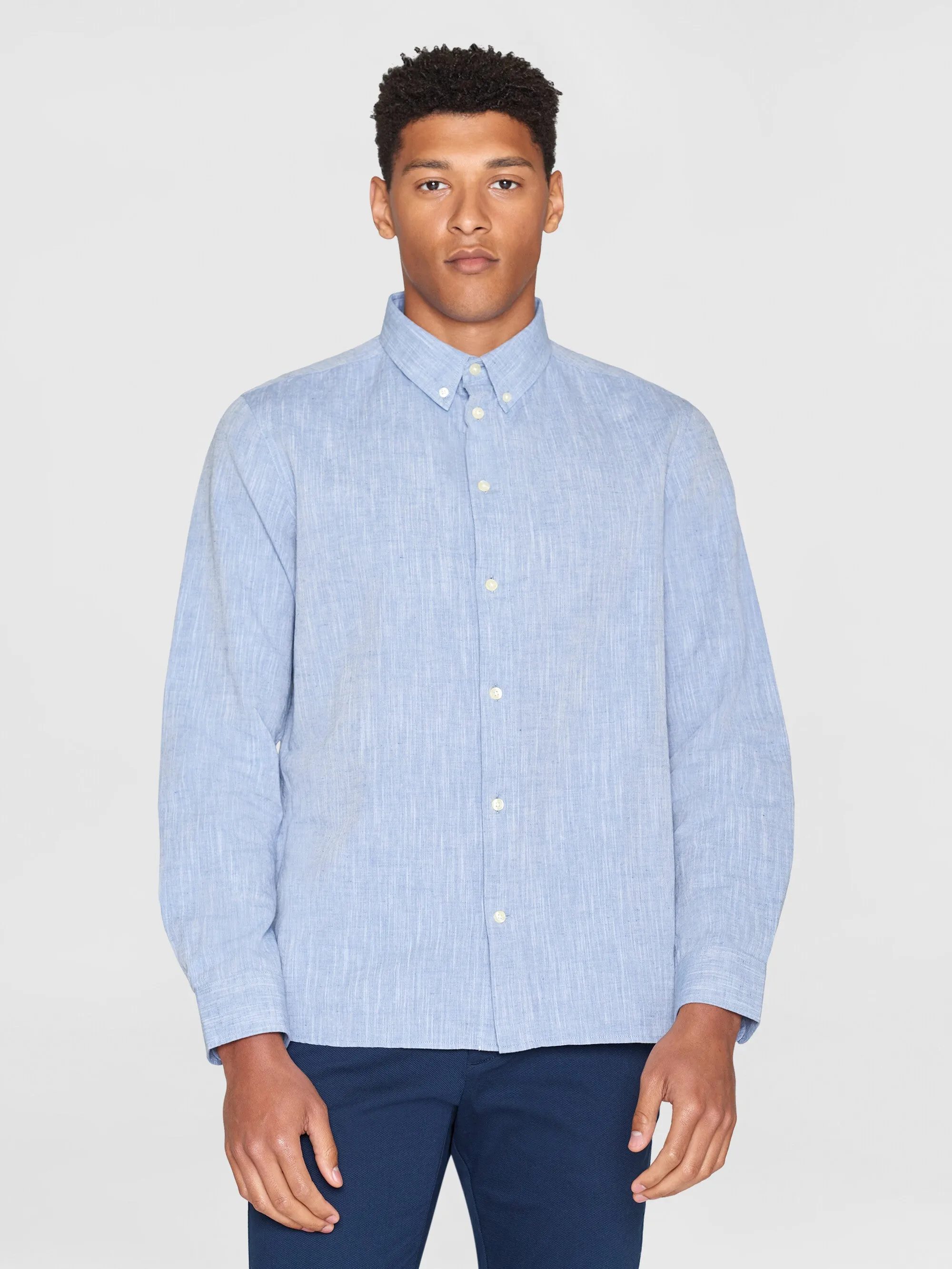 Custom fit linen shirt - Moonlight Blue