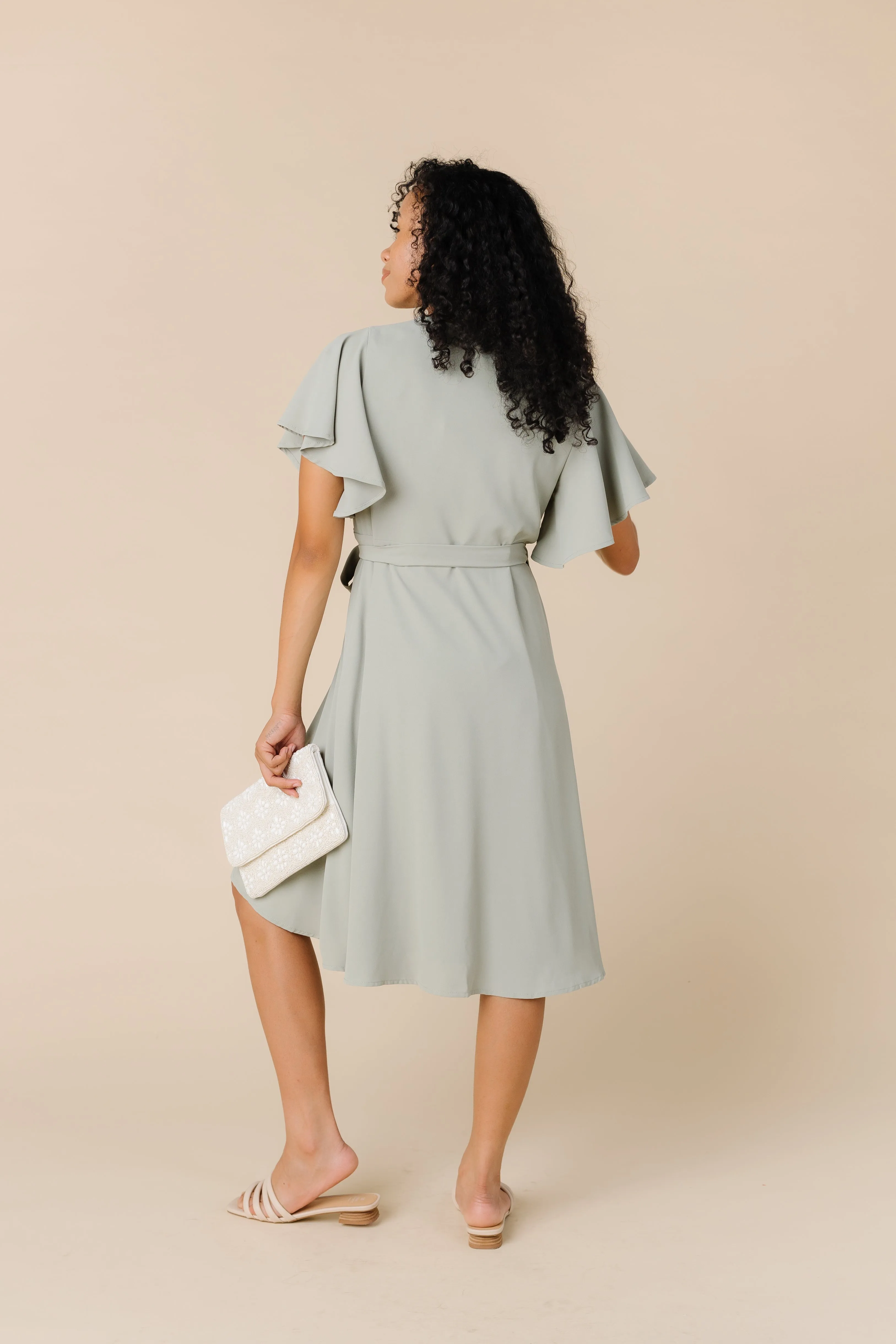 Daphne Tulip Wrap Dress - Dusty Sage