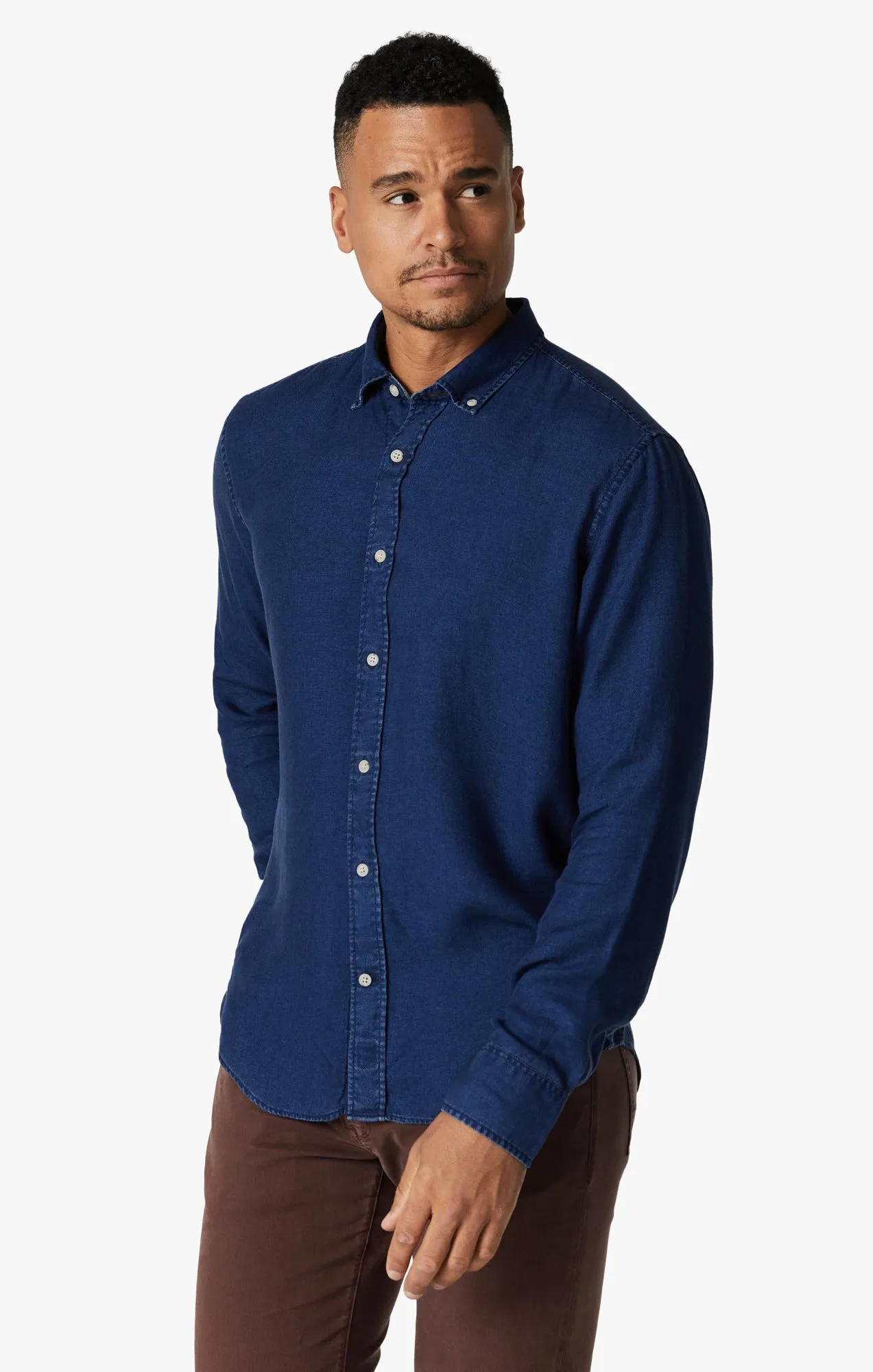 Denim Shirt In Mid Indigo