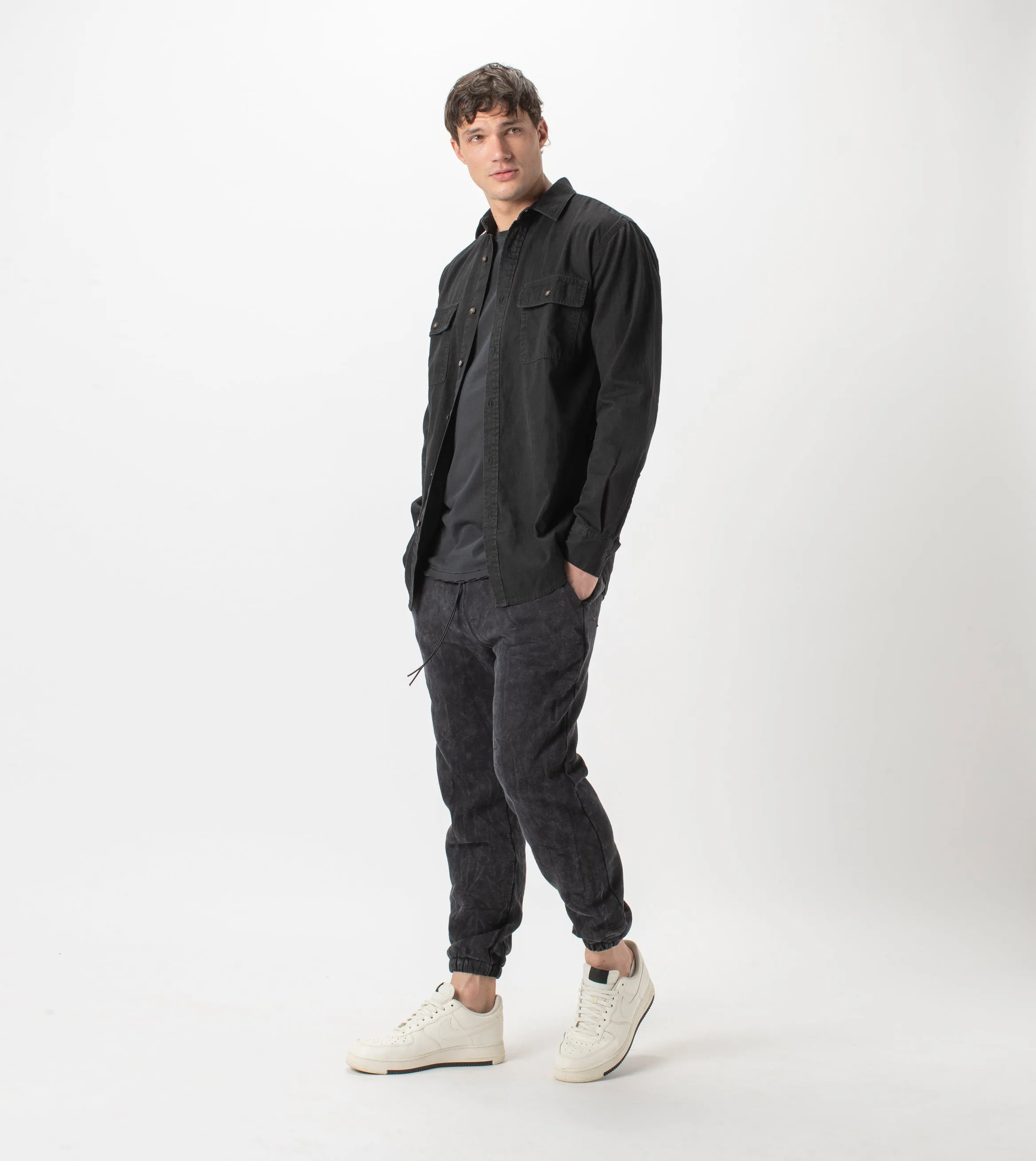 Denim Work LS Shirt Washed Black