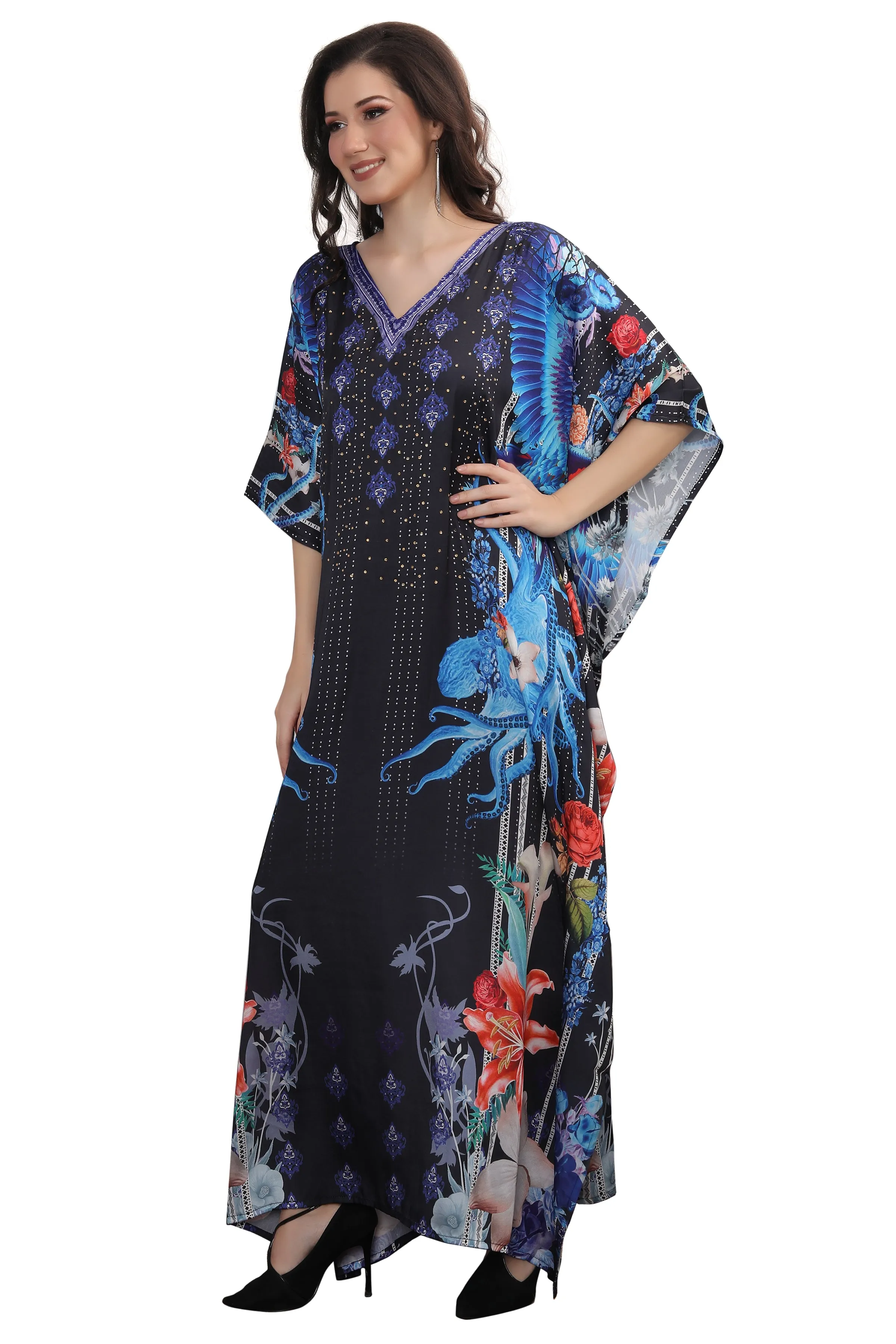 Digital Print Jalabiya Long Maxi Gown