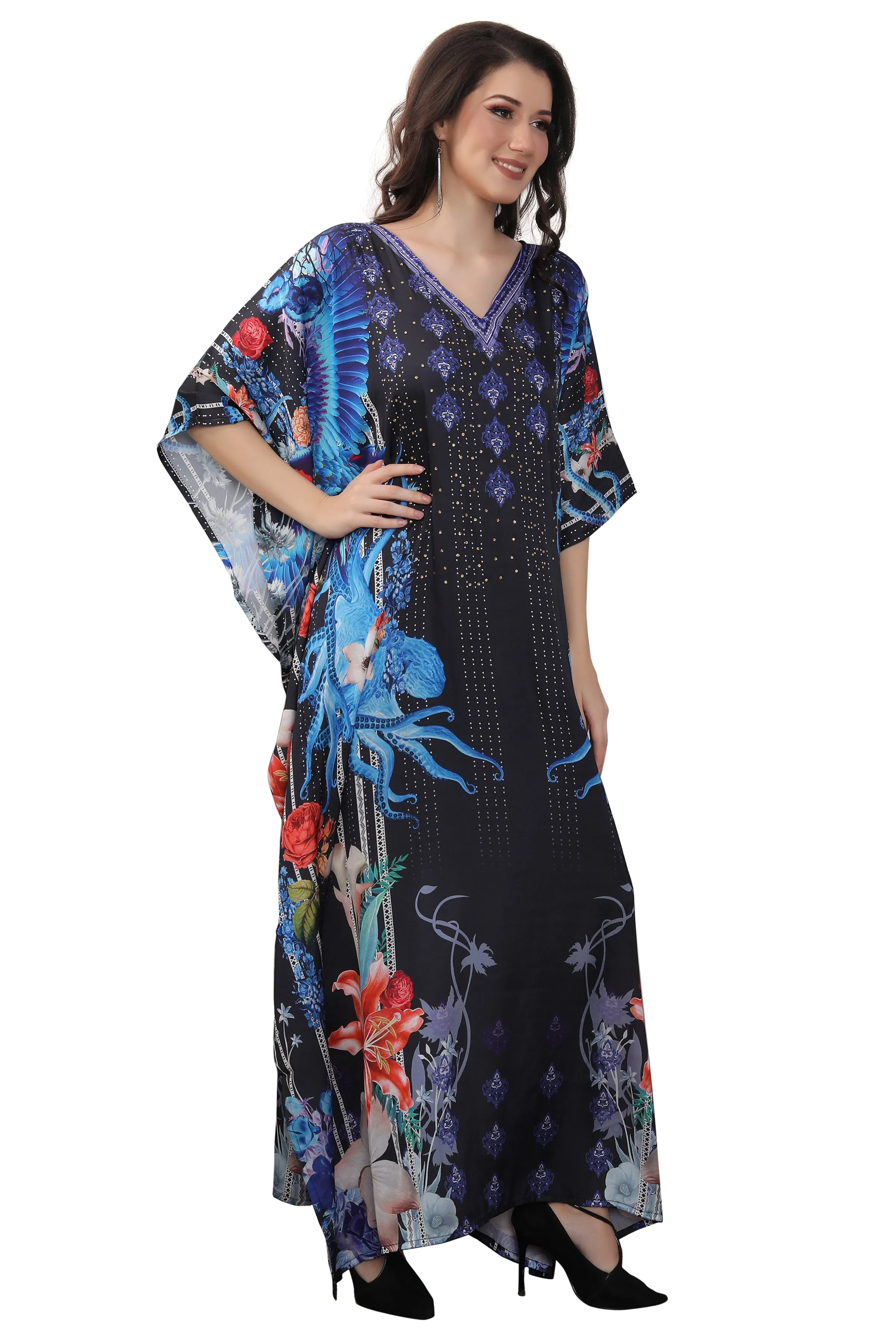 Digital Print Jalabiya Long Maxi Gown