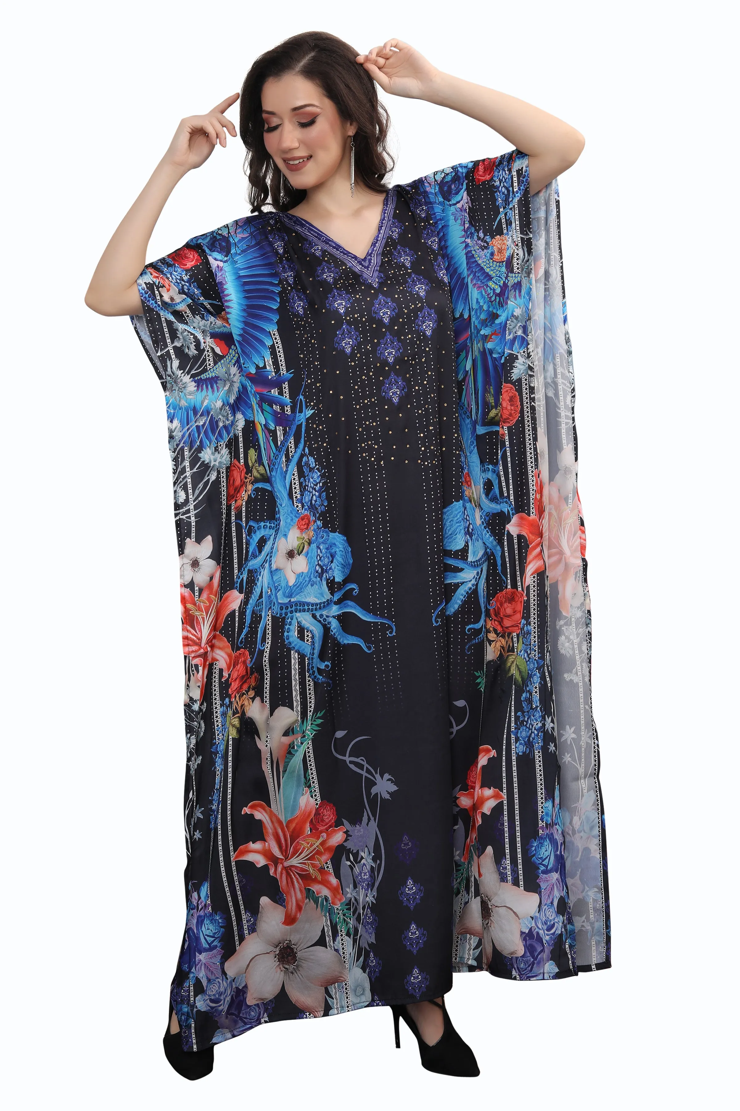 Digital Print Jalabiya Long Maxi Gown