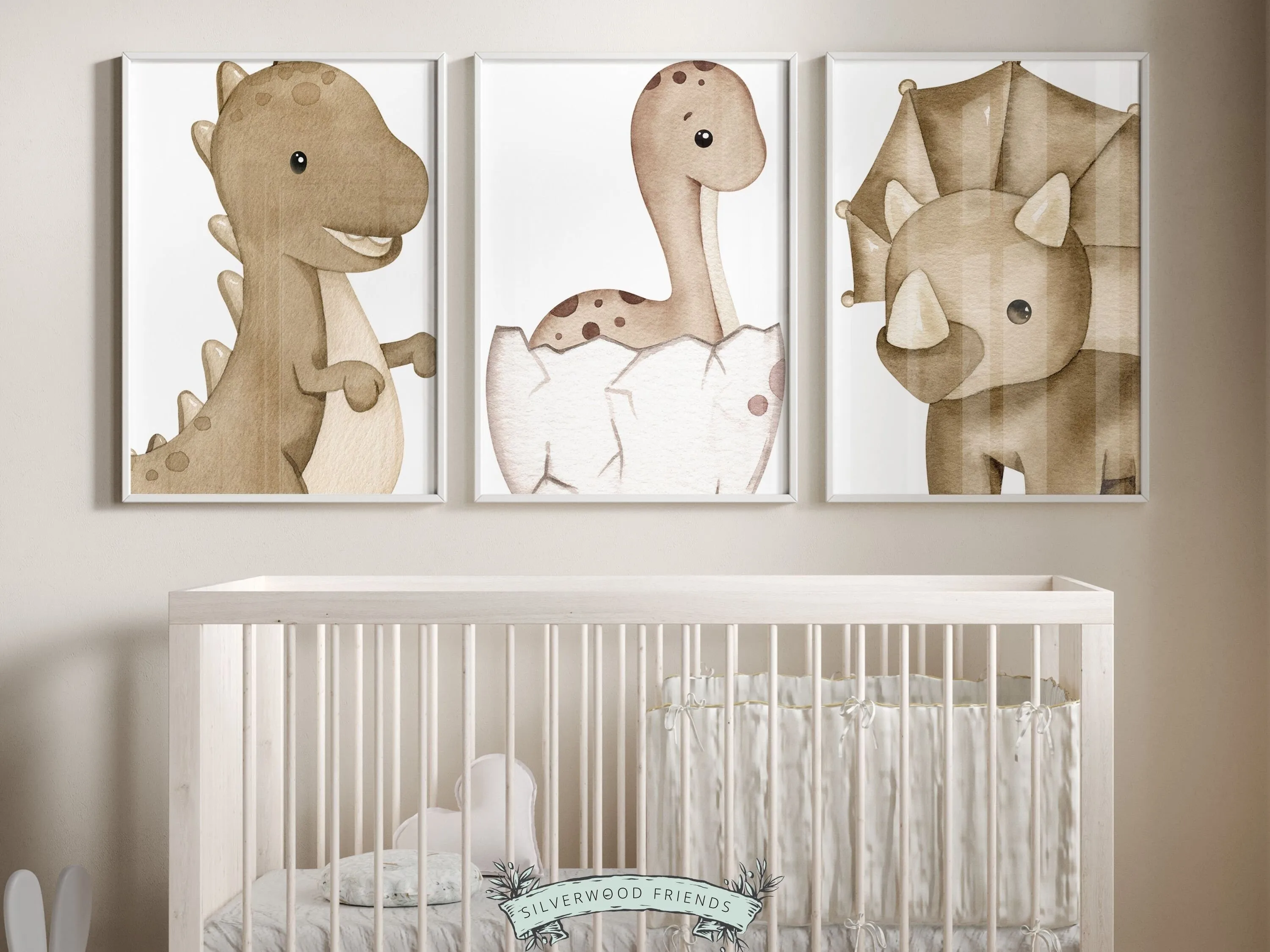 Dinosaur Nursery Prints - Neutral