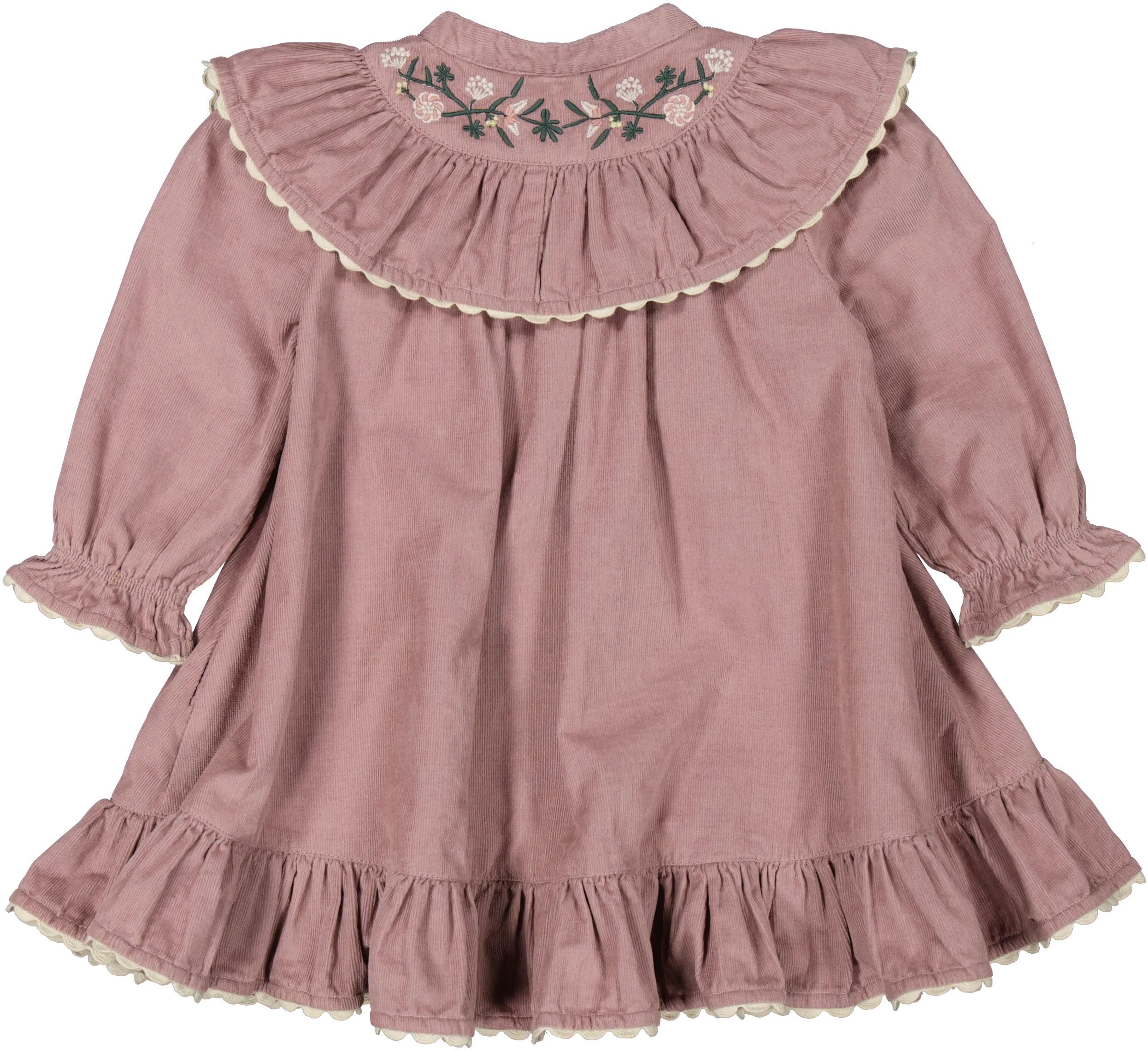 dress corduroy embroidered - dusty mauve-3523