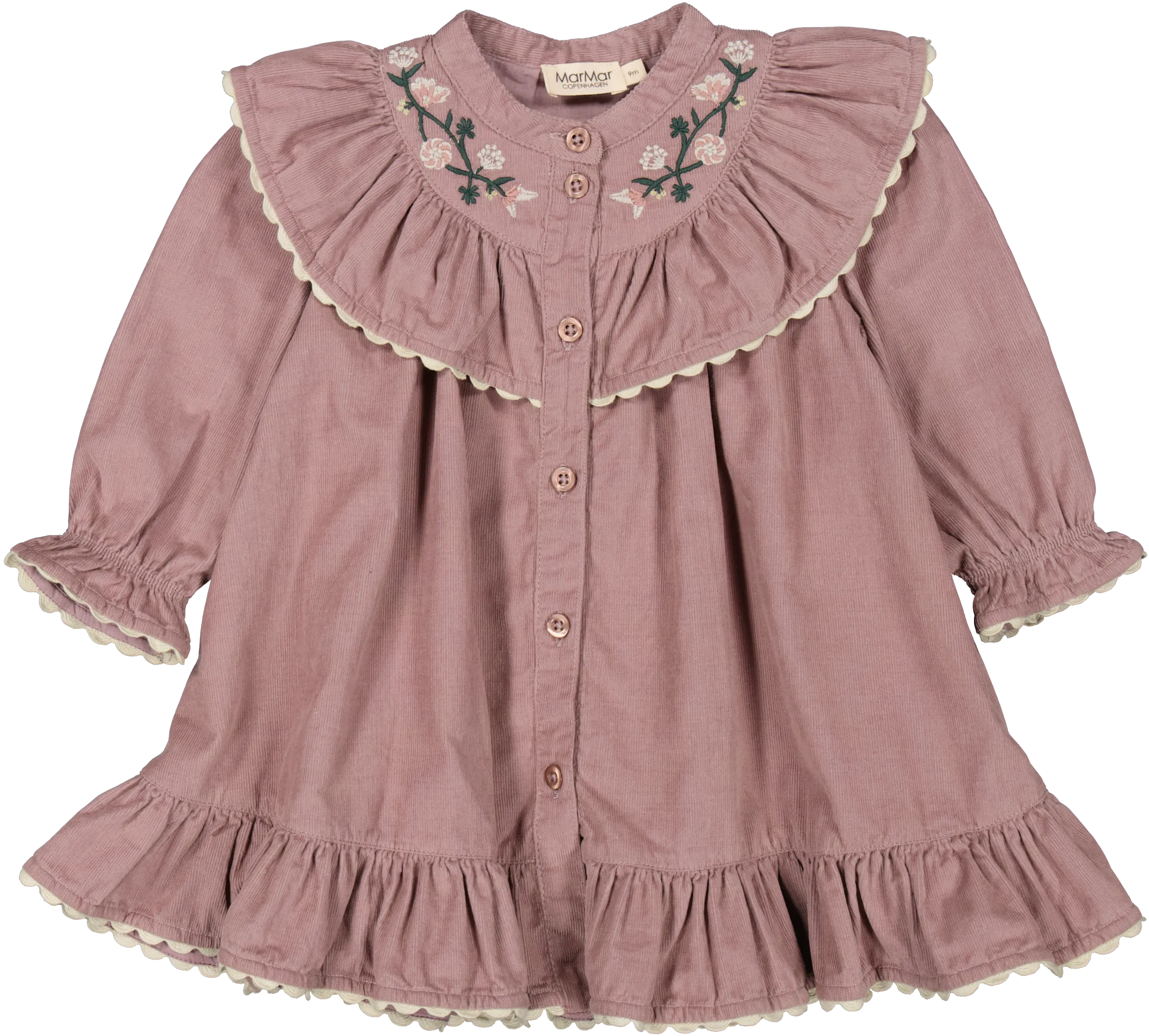 dress corduroy embroidered - dusty mauve-3523