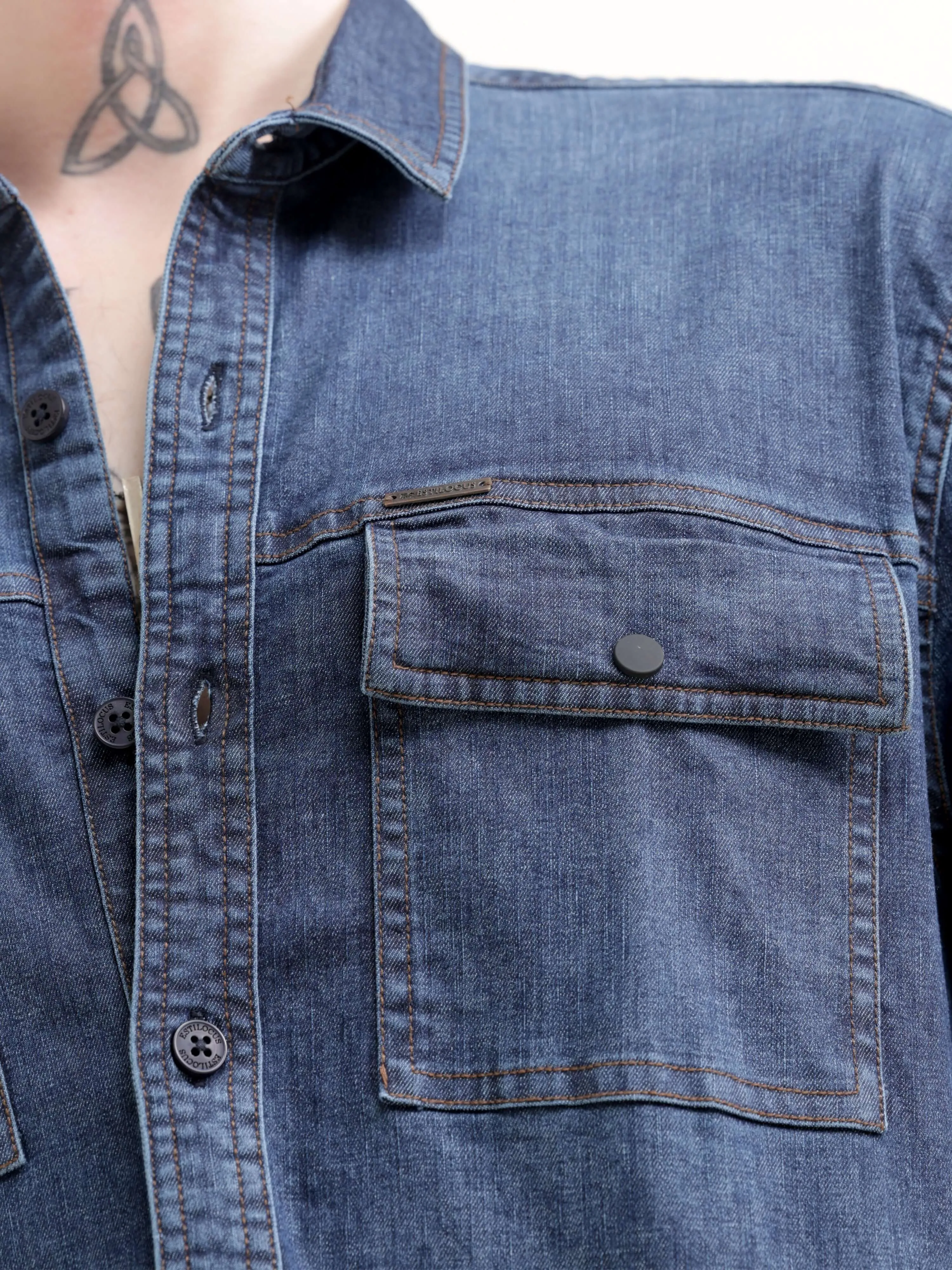 Dusky indigo blue denim shirt