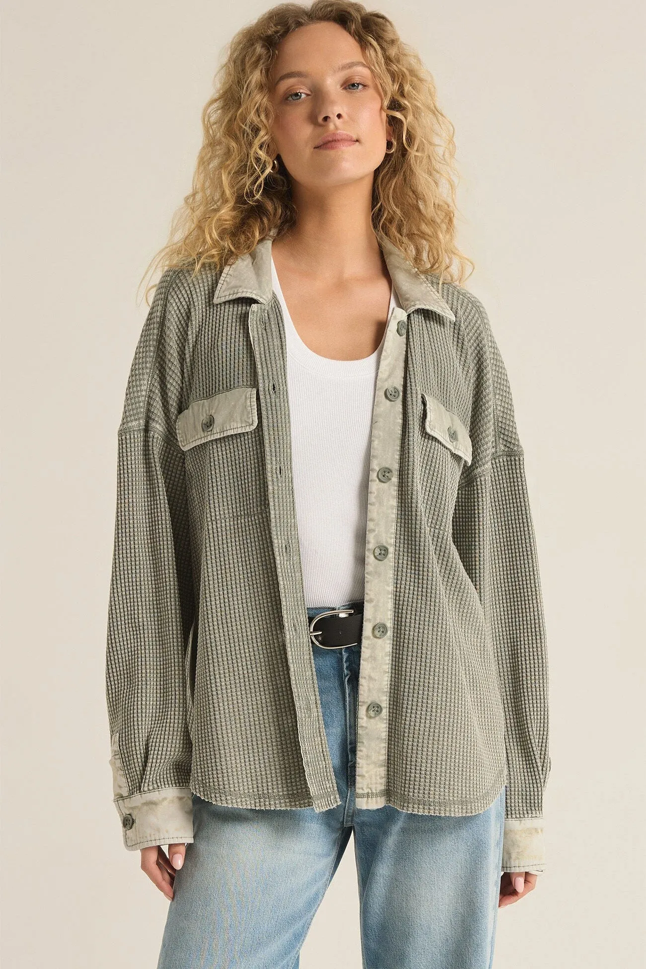 Elijah Waffle Jacket - Palm Green