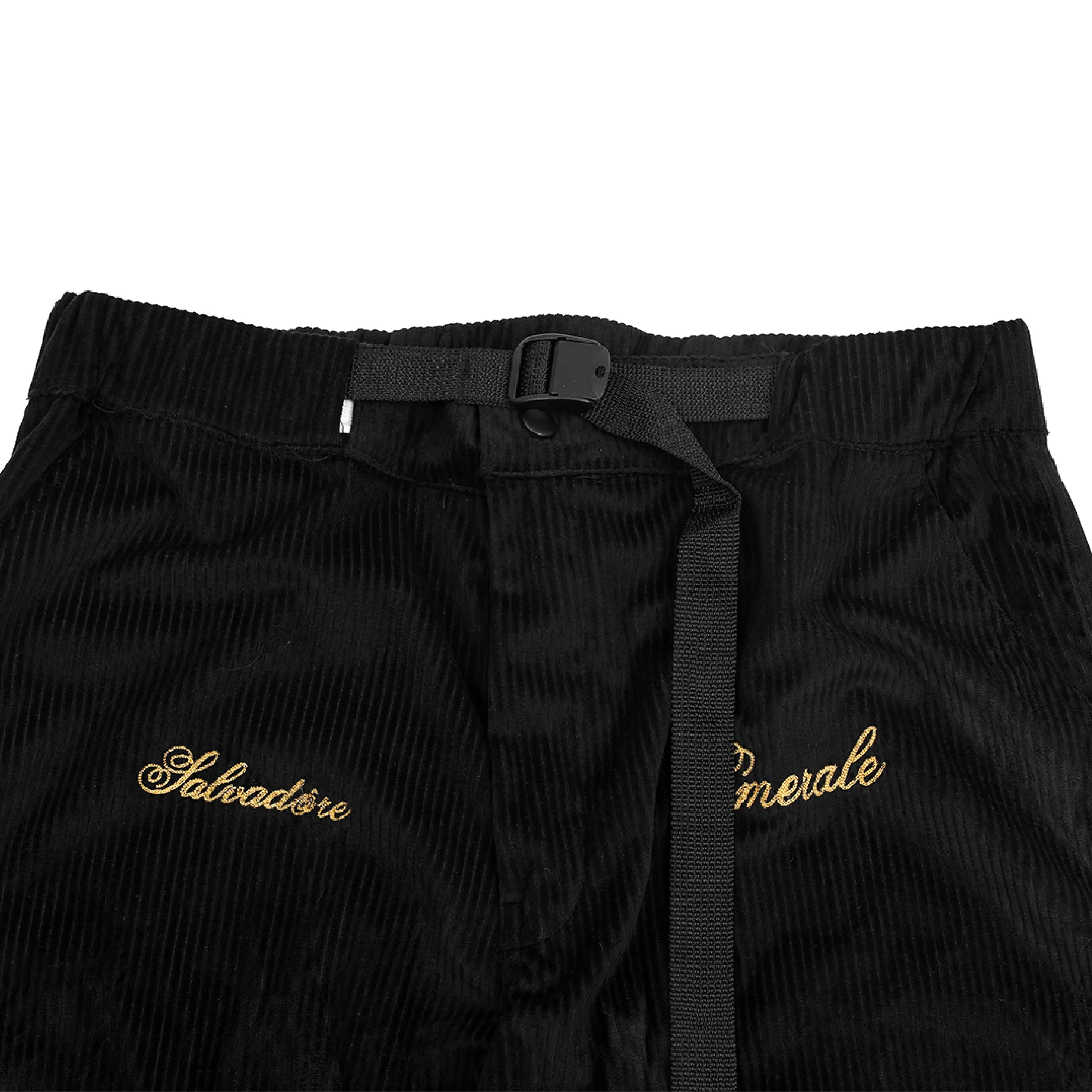 Embordier Corduroy Reversible Long Pants - Black