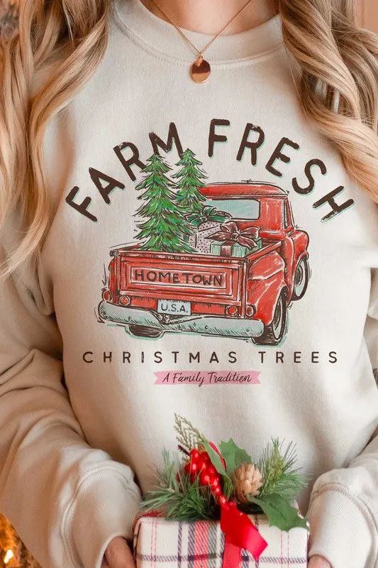 FARM FRESH CHRISTMAS TREES GRAPHIC SWEATSHIRT