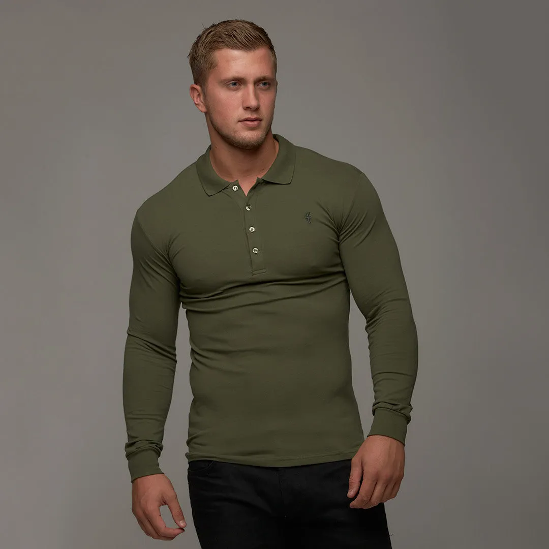 Father Sons Classic Khaki Polo Long Sleeve Shirt - FSH035