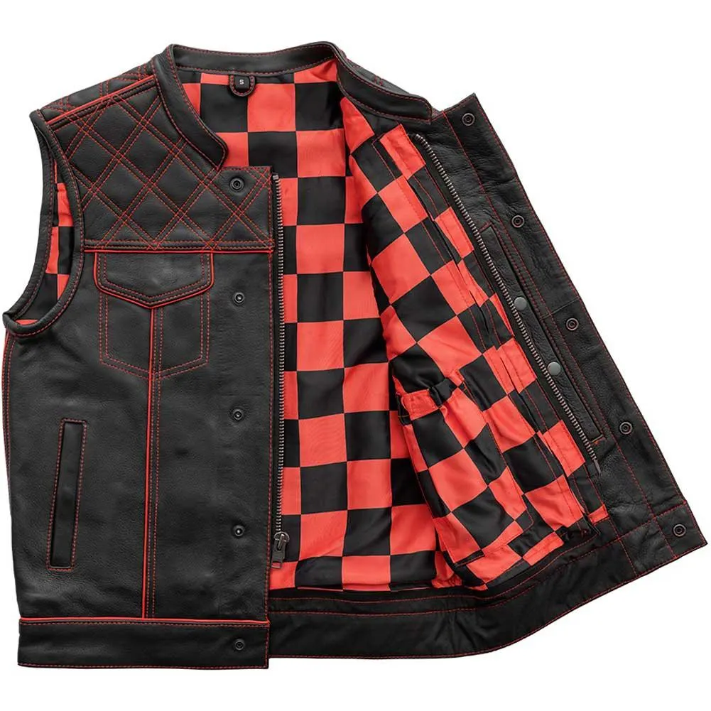 First Mfg Mens Checker Custom Leather Vest