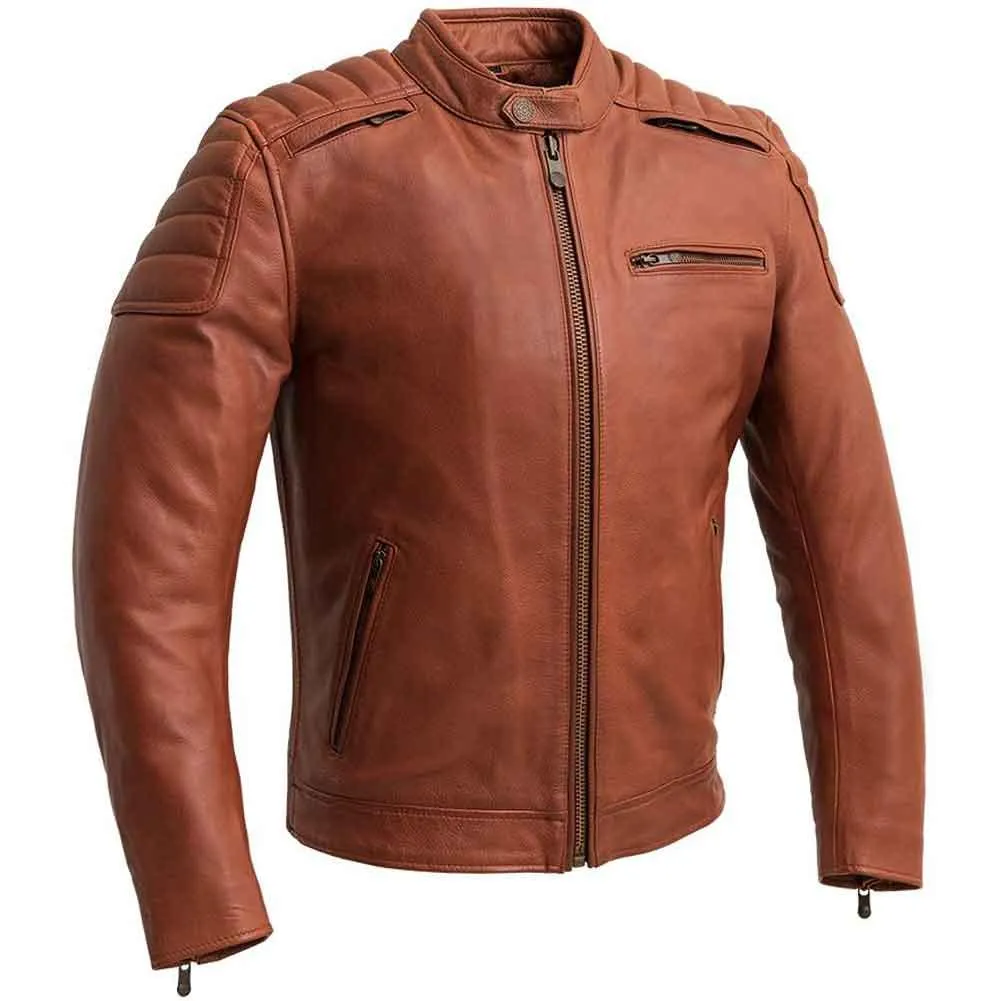 First Mfg Mens Crusader Vented Leather Motorcycle Jacket