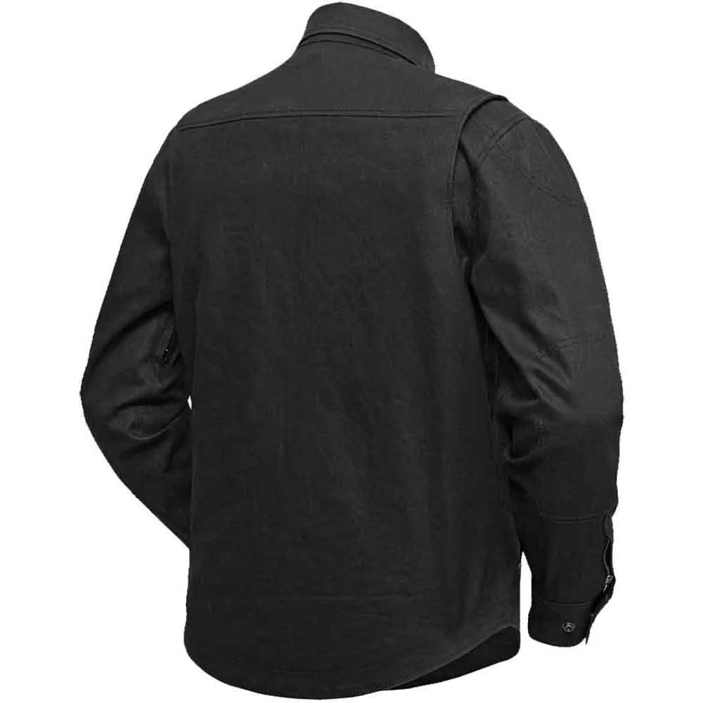 First Mfg Mens Equalizer Black Waxed Cotton Riding Shirt