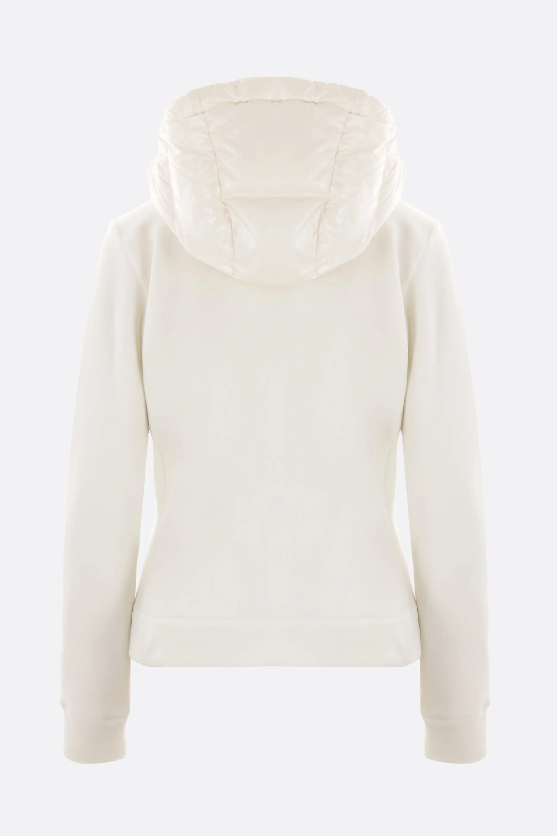 fleece and down-filled nylon full-zip hoodie