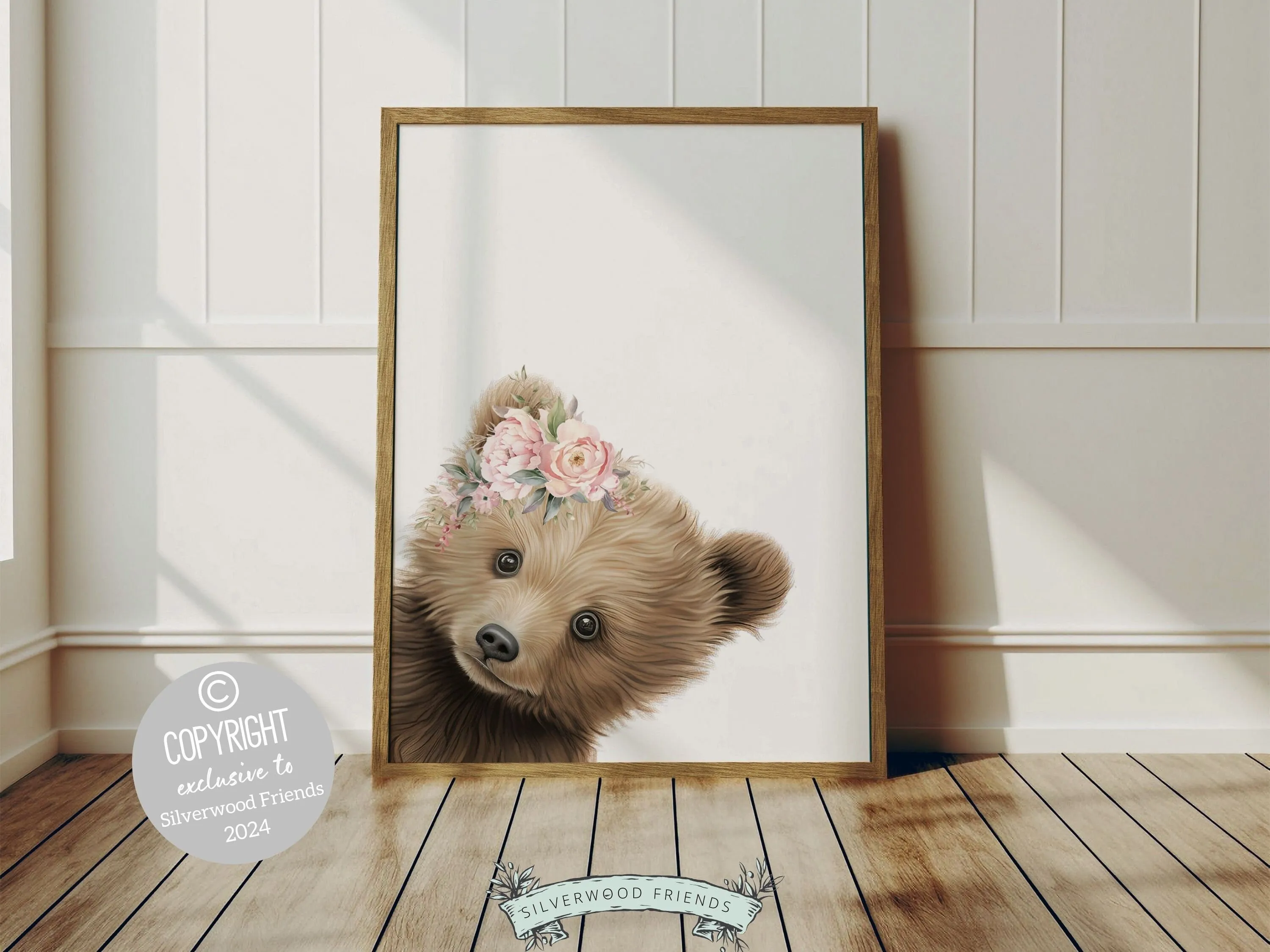 Floral Bear Nursery Prints - Set of 3