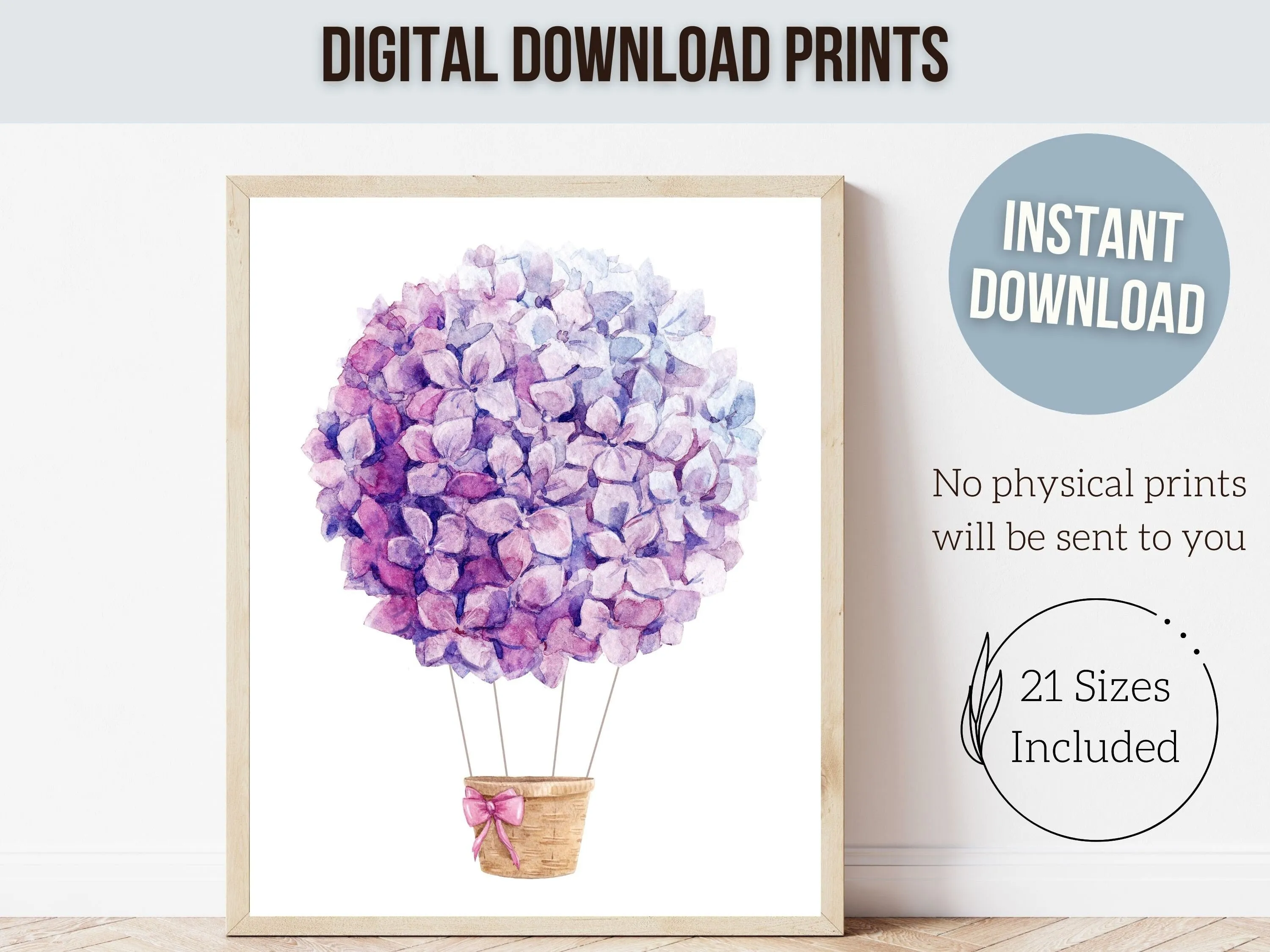 Floral Hot Air Balloon Nursery Prints