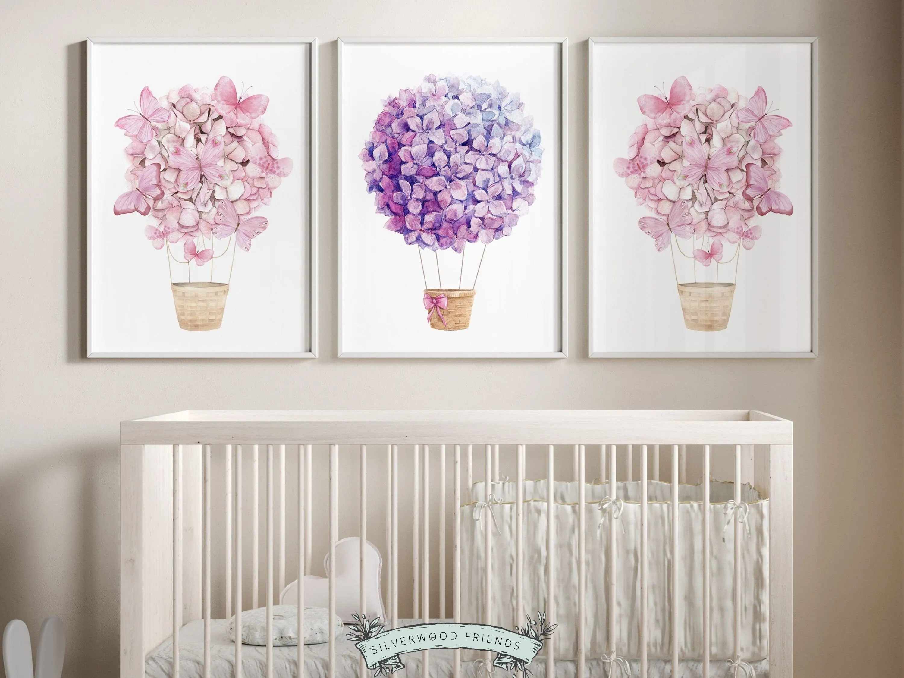 Floral Hot Air Balloon Nursery Prints