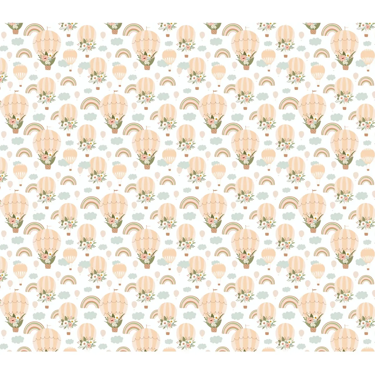 Floral Hot Air Balloon Wallpaper, Customised