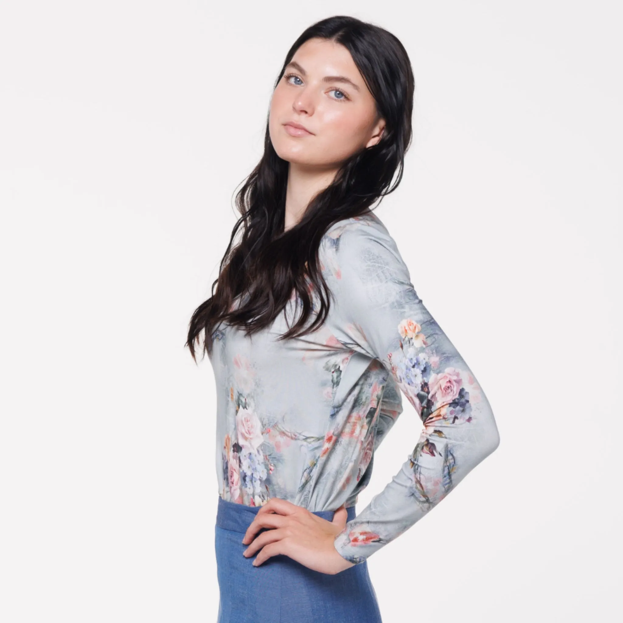 Floral Leafy Sage Top by Ivee