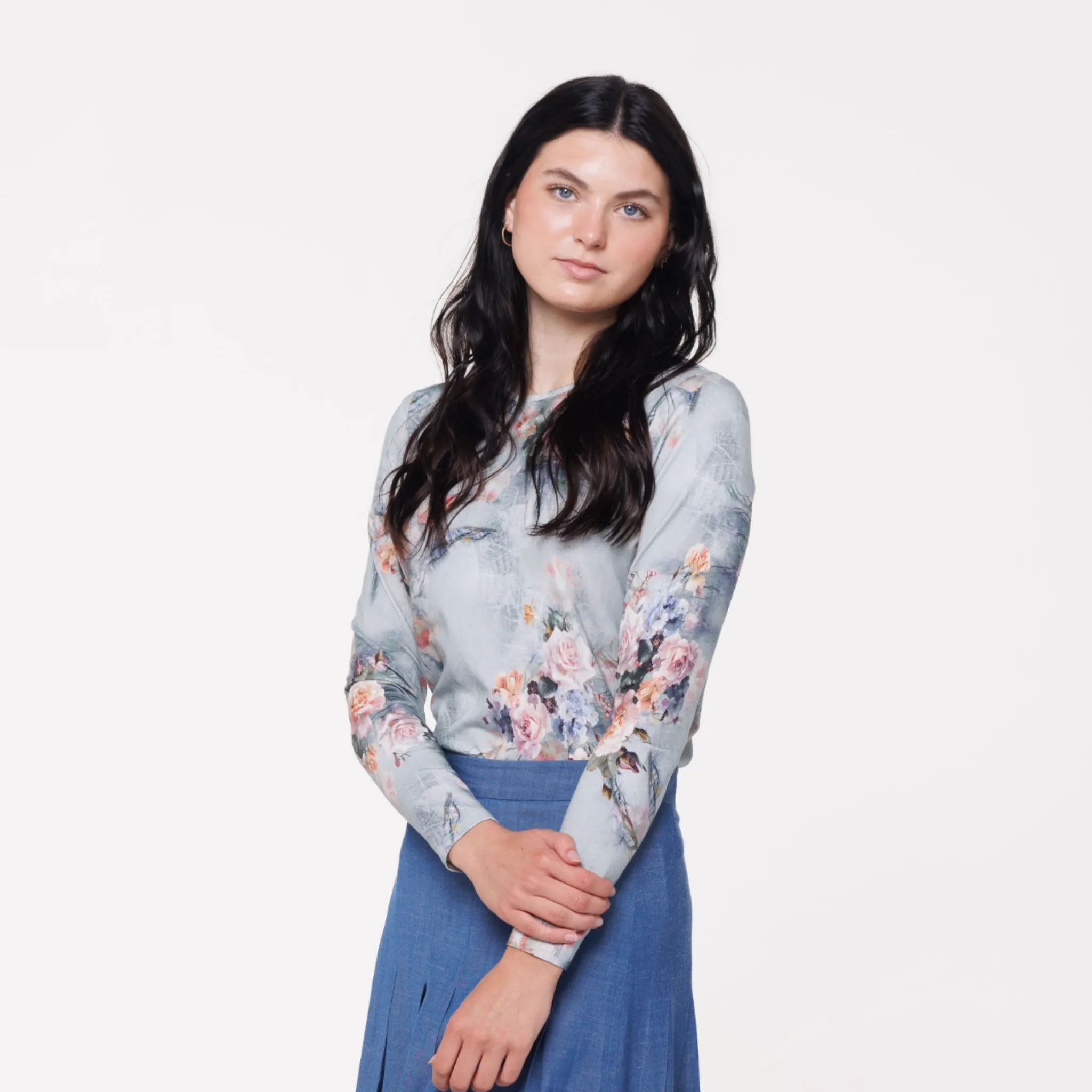 Floral Leafy Sage Top by Ivee